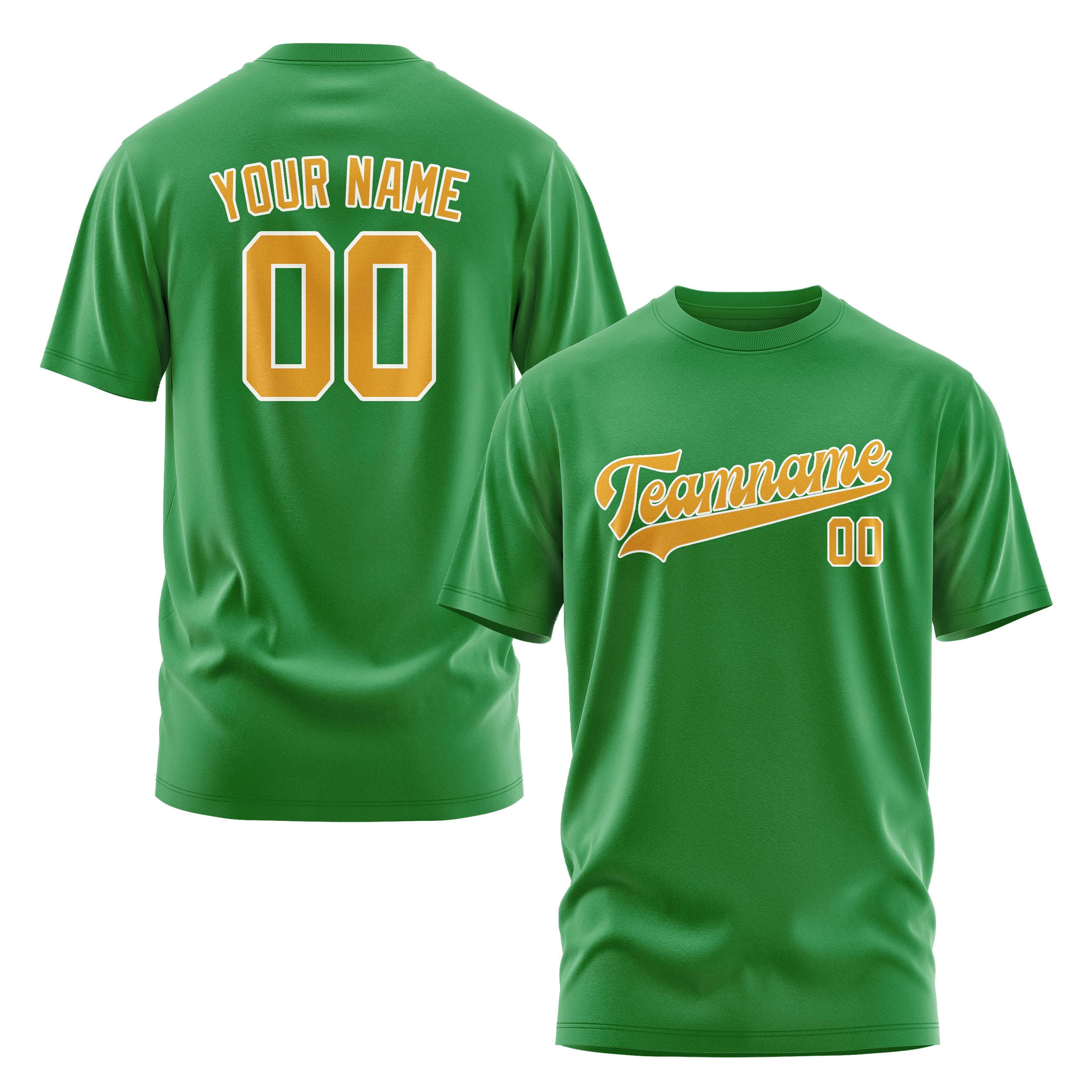 Maßgeschneidertes Smaragdgrün Gelb T-Shirt