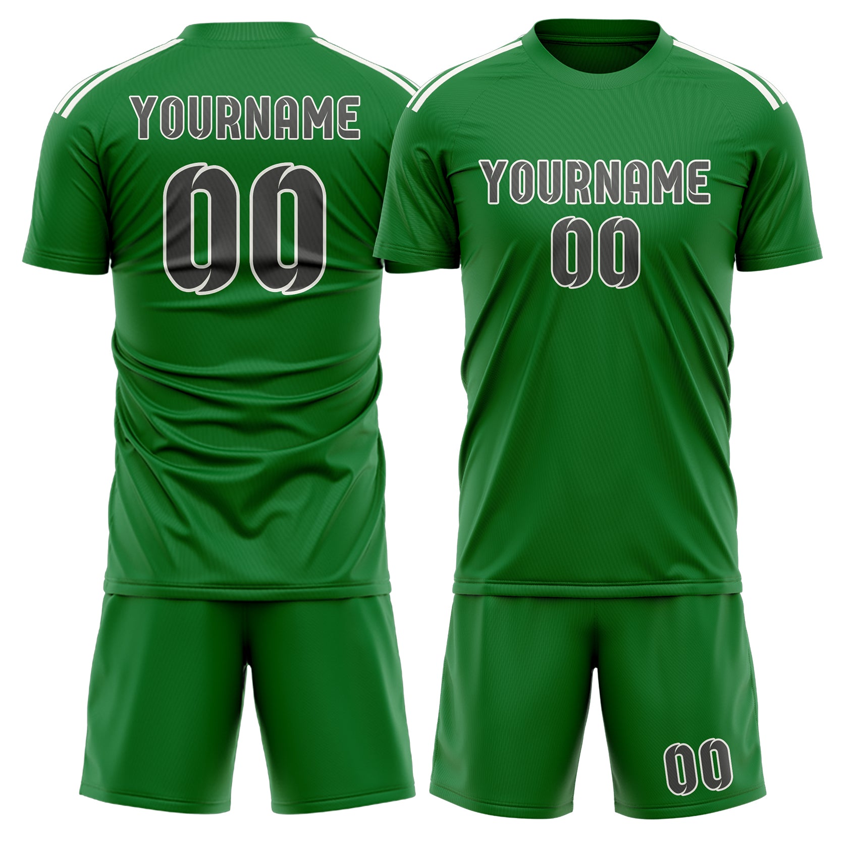 Maßgeschneidertes Professionelles Smaragdgrün Dunkelgrau Fußballtrikot-Set
