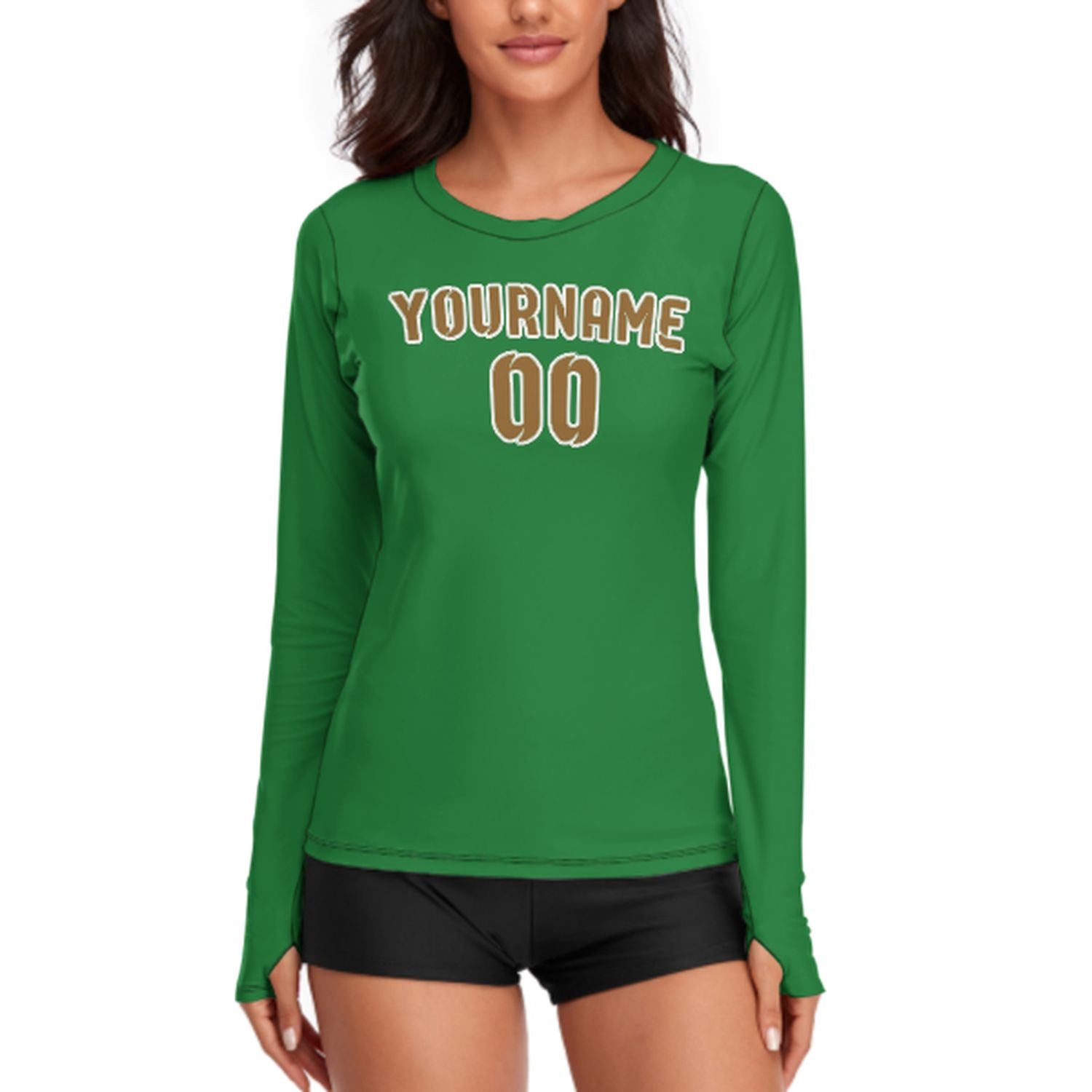 Camicia da donna a maniche lunghe in cachi verde smeraldo su misura