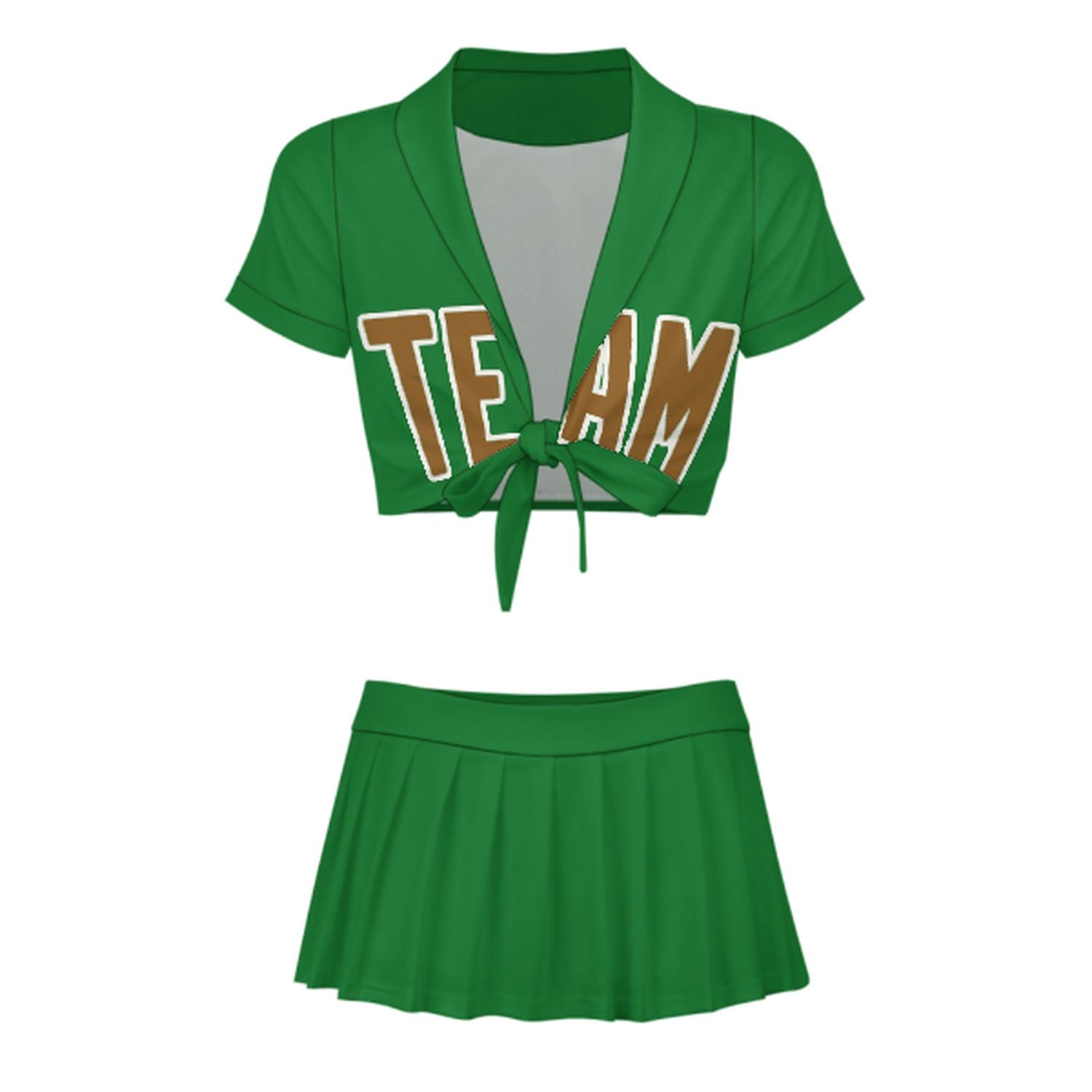 Maßgeschneidertes Smaragdgrün Khaki Cheerleader Outfit Set