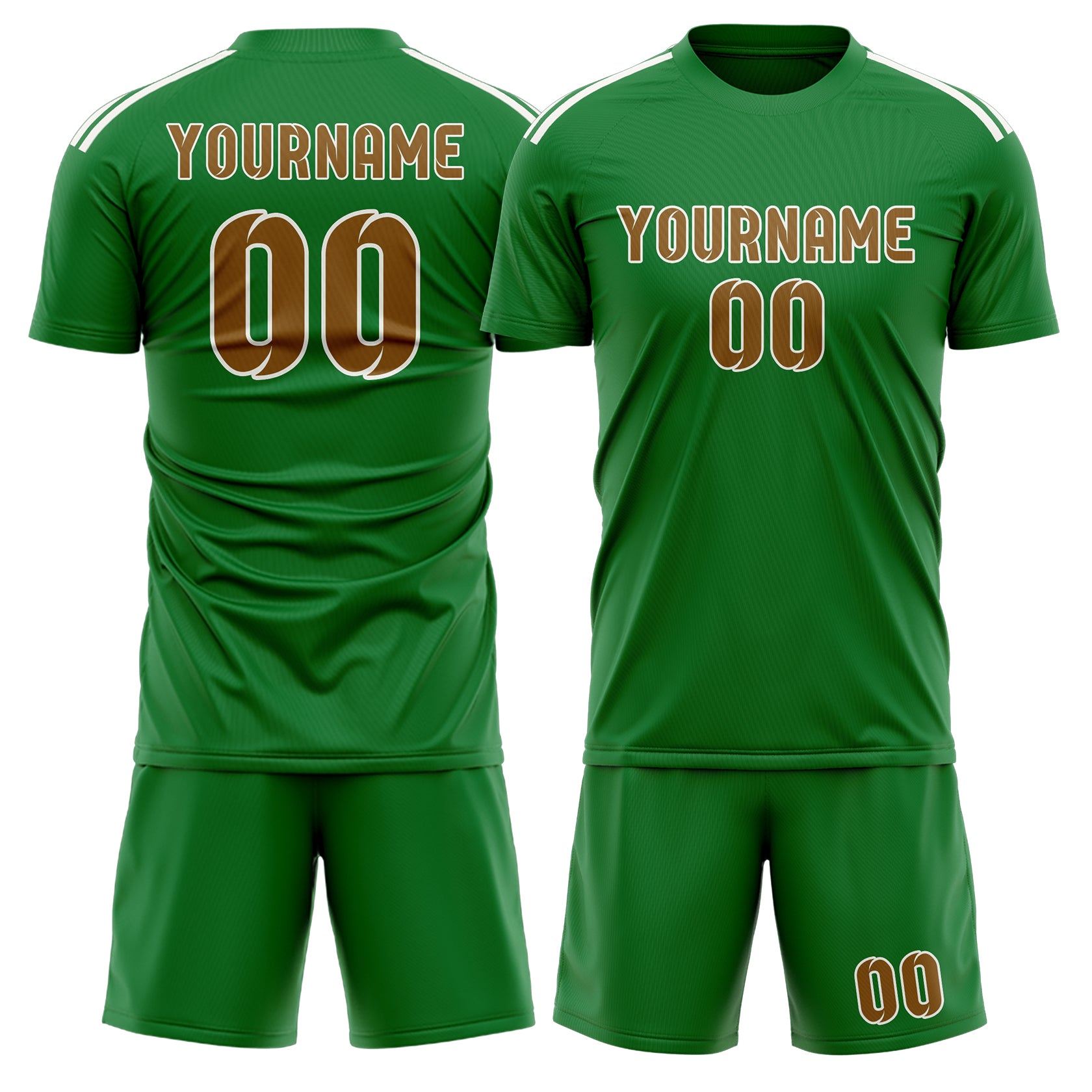 Maßgeschneidertes Professionelles Smaragdgrün Khaki Fußballtrikot-Set