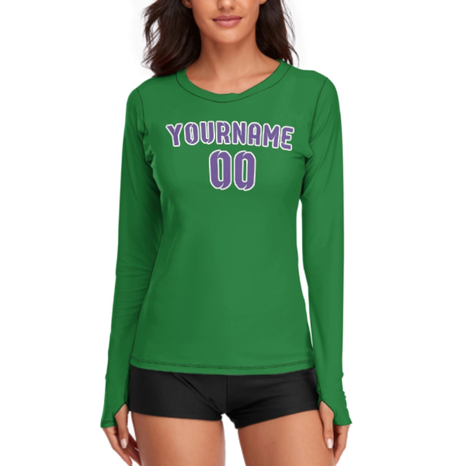 Camicia da donna a maniche lunghe color verde smeraldo e lavanda su misura