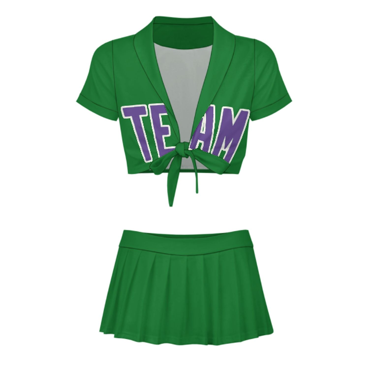 Maßgeschneidertes Smaragdgrün Lavendel Cheerleader Outfit Set