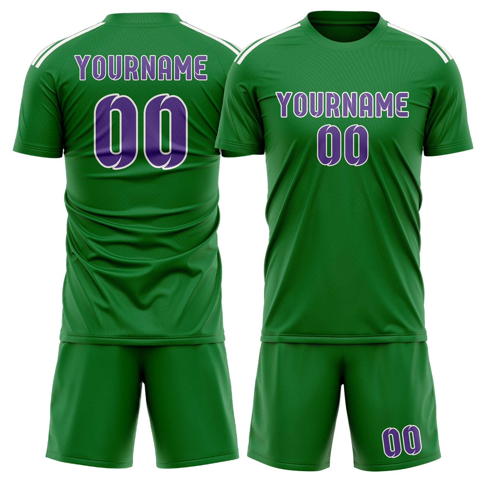 Maßgeschneidertes Professionelles Smaragdgrün Lavendel Fußballtrikot-Set