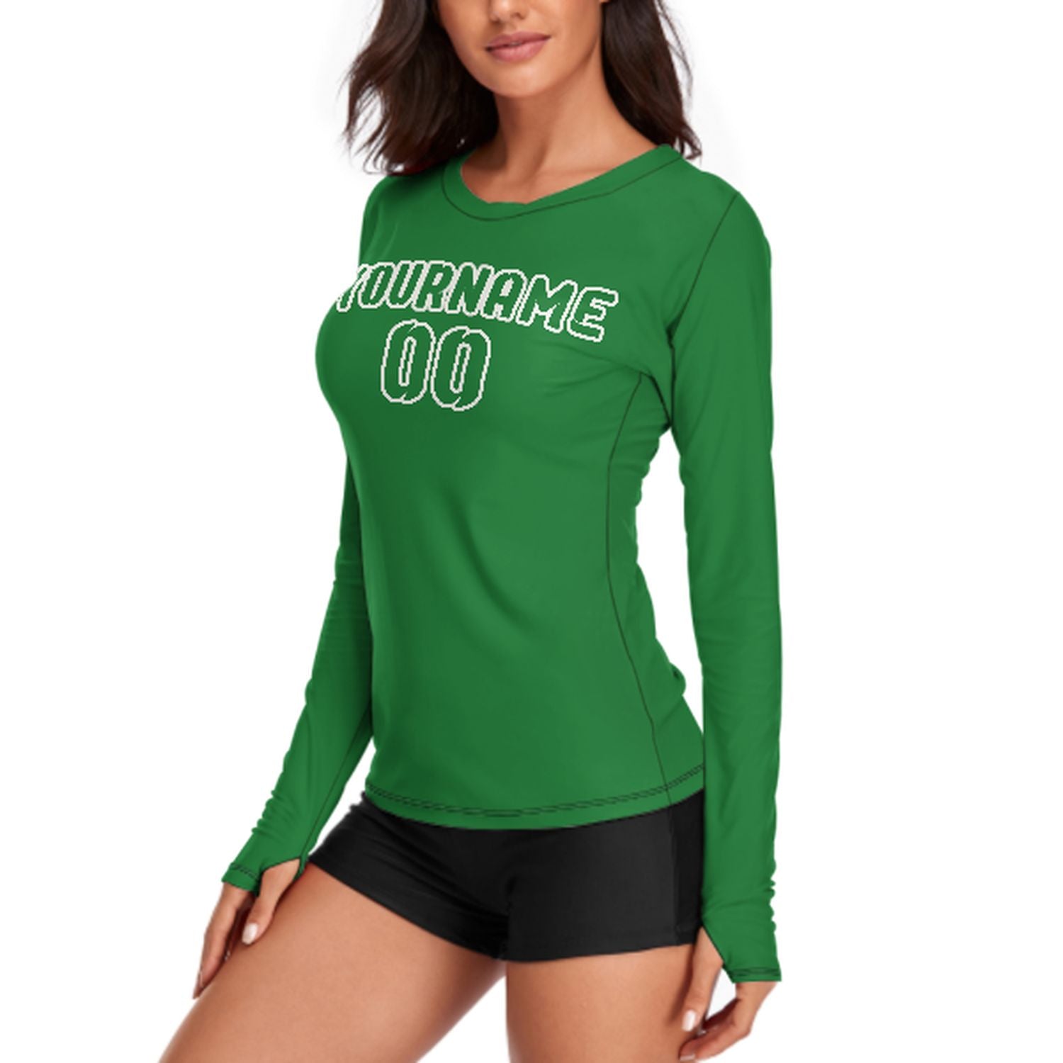 Camicia da donna a maniche lunghe verde smeraldo su misura