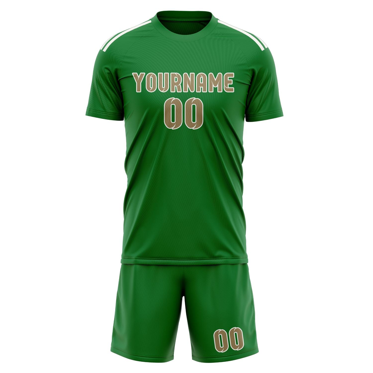 Maßgeschneidertes Professionelles Smaragdgrün Hellkhaki Fußballtrikot-Set