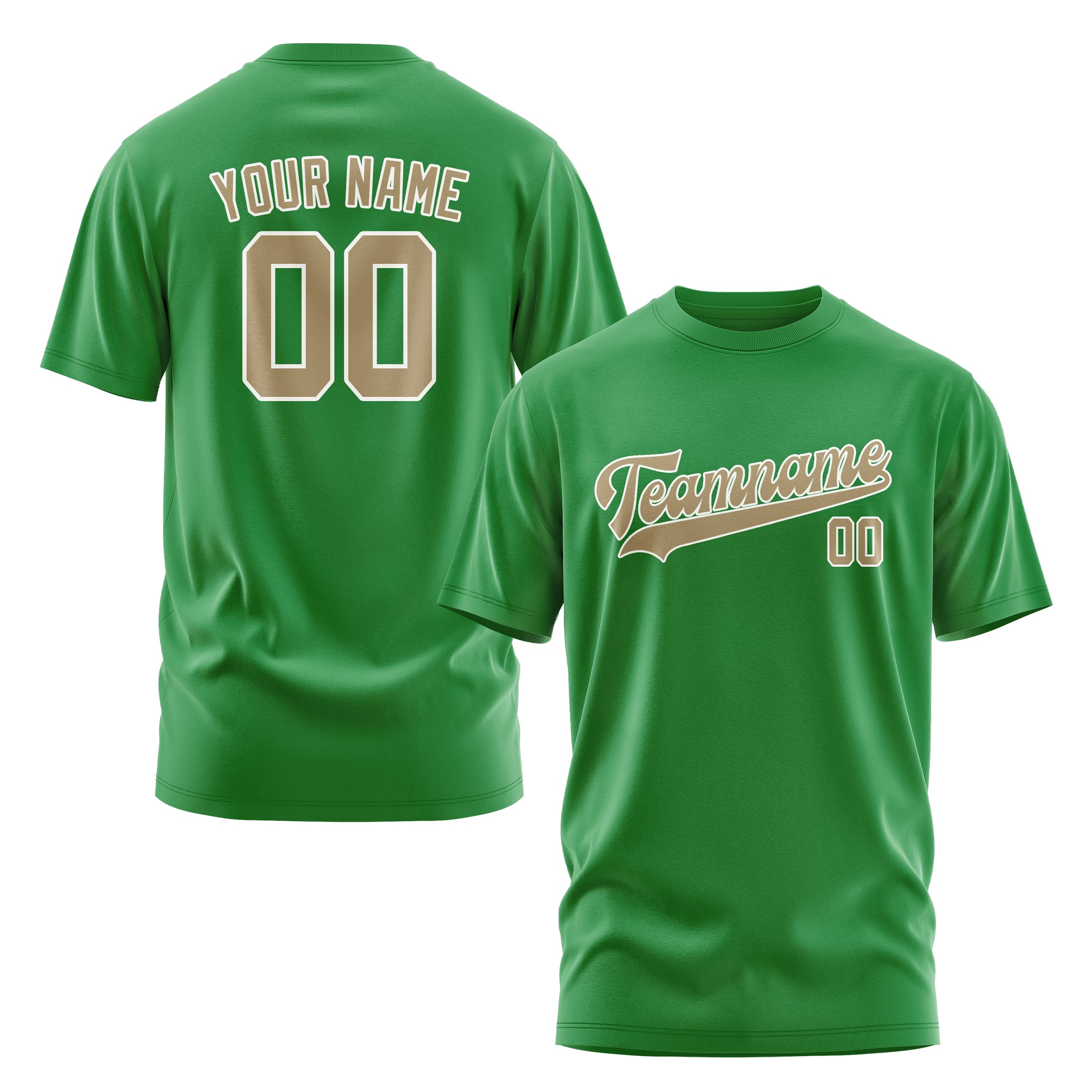 Maßgeschneidertes Smaragdgrün Hellkhaki T-Shirt