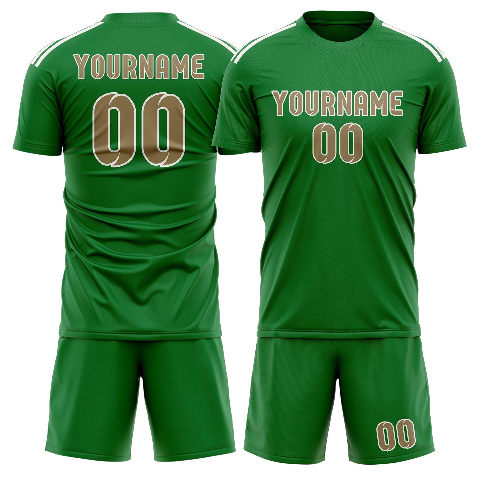 Maßgeschneidertes Professionelles Smaragdgrün Hellkhaki Fußballtrikot-Set