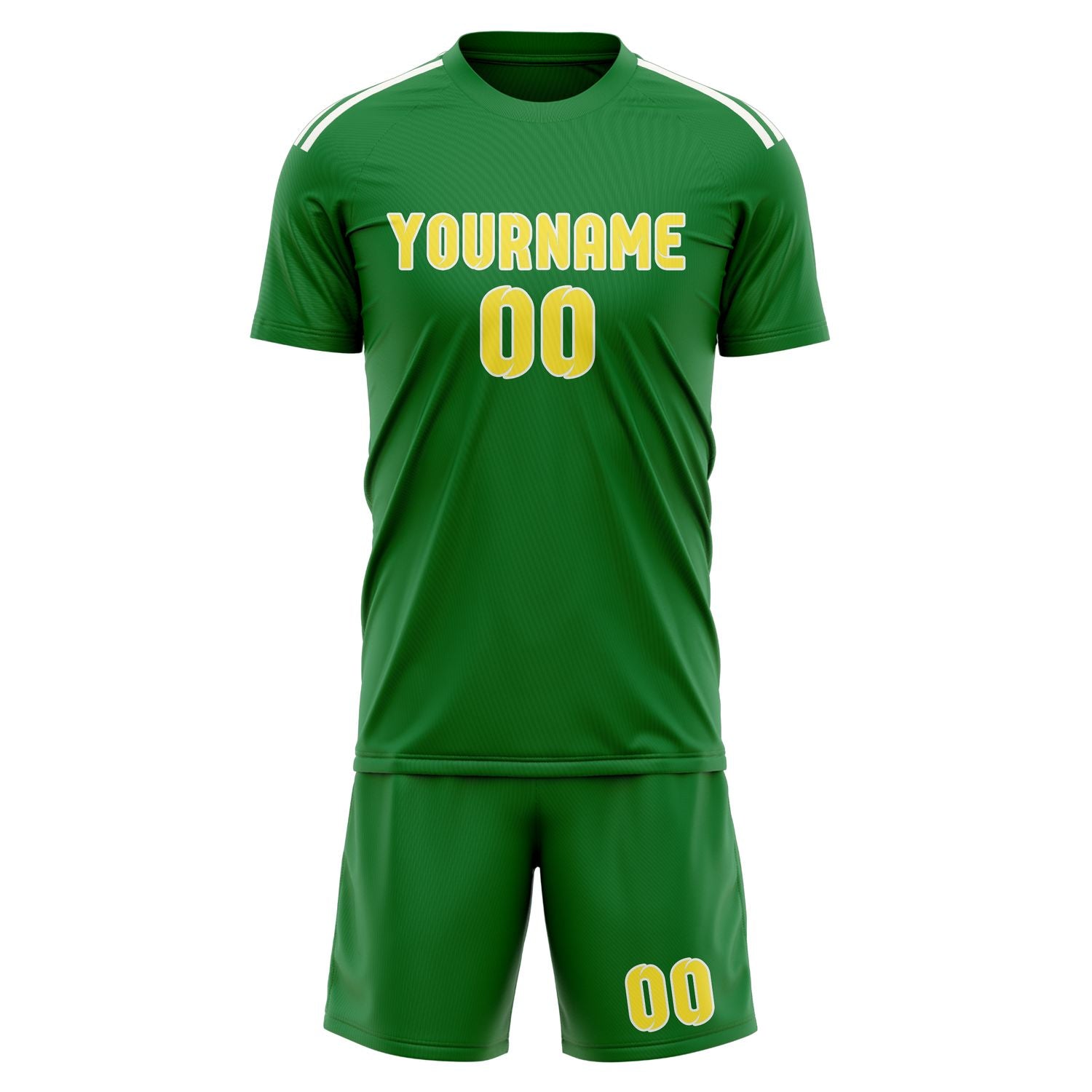 Maßgeschneidertes Professionelles Smaragdgrün Blassgelb Fußballtrikot-Set