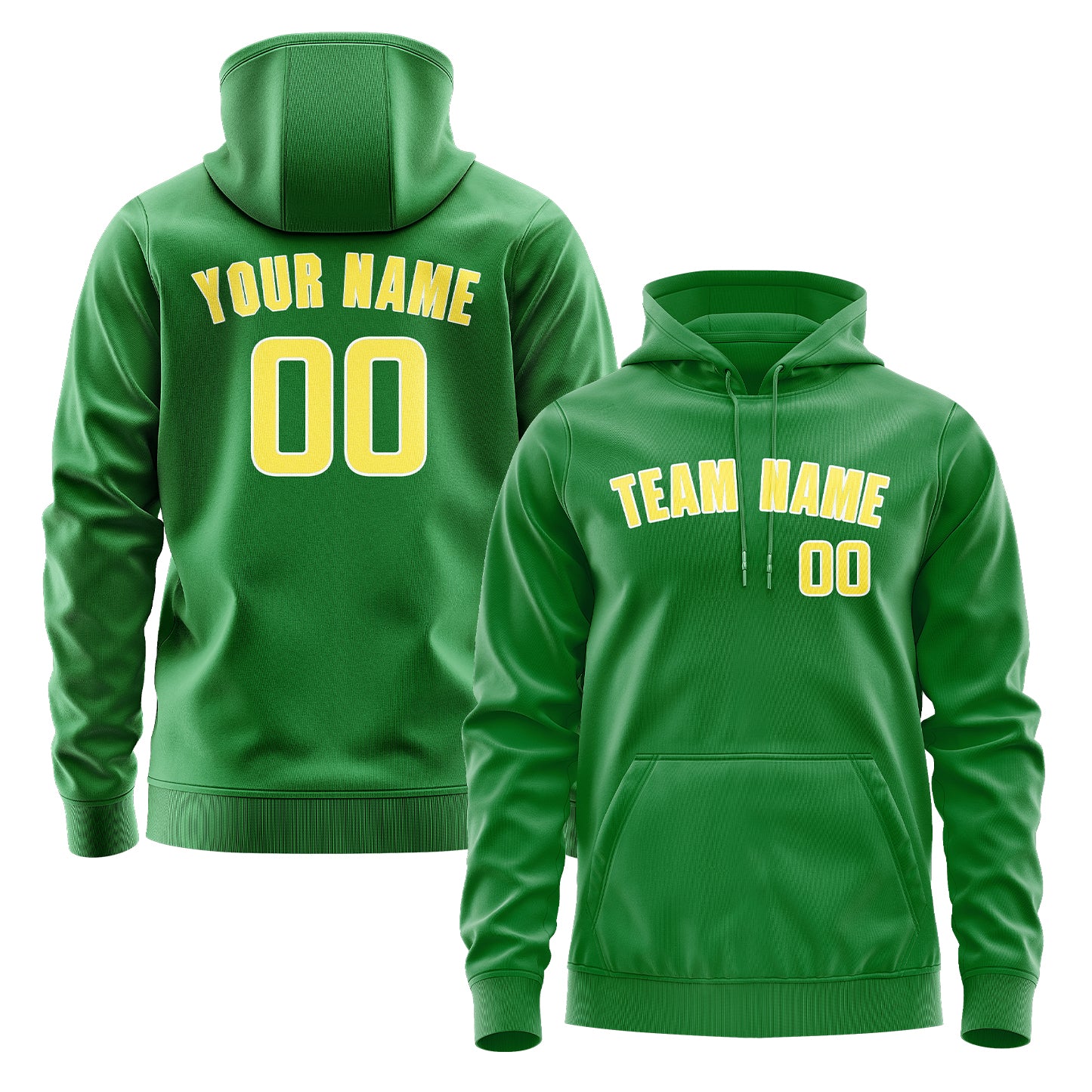 Maßgeschneidertes Smaragdgrün Blassgelb Hoodie