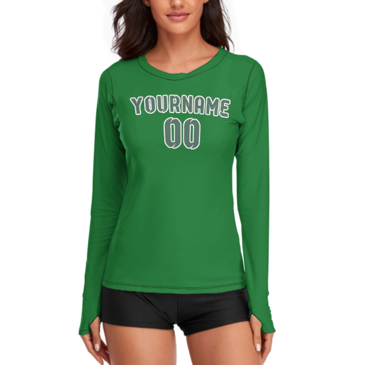 Camicia da donna a maniche lunghe verde smeraldo su misura