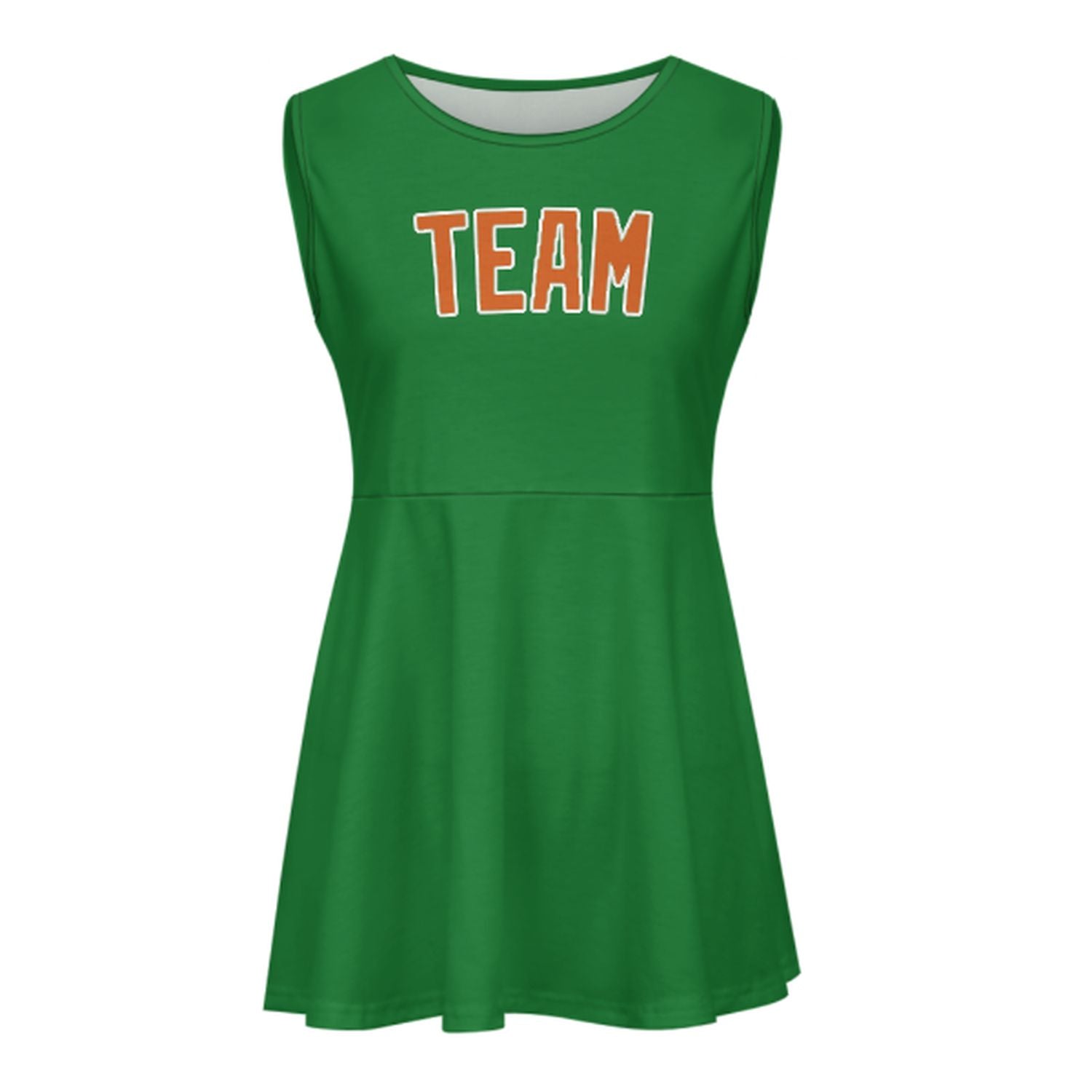Maßgeschneidertes Smaragdgrün Orange Cheerleader-Kleid
