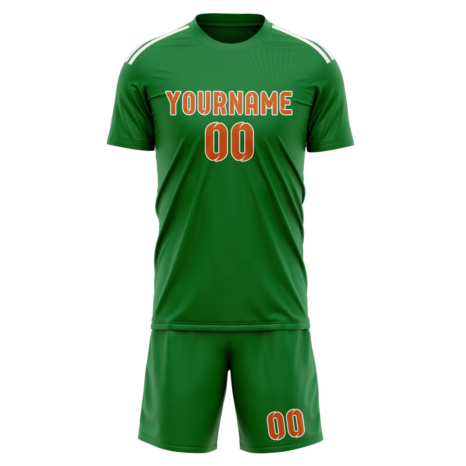 Maßgeschneidertes Professionelles Smaragdgrün Orange Fußballtrikot-Set