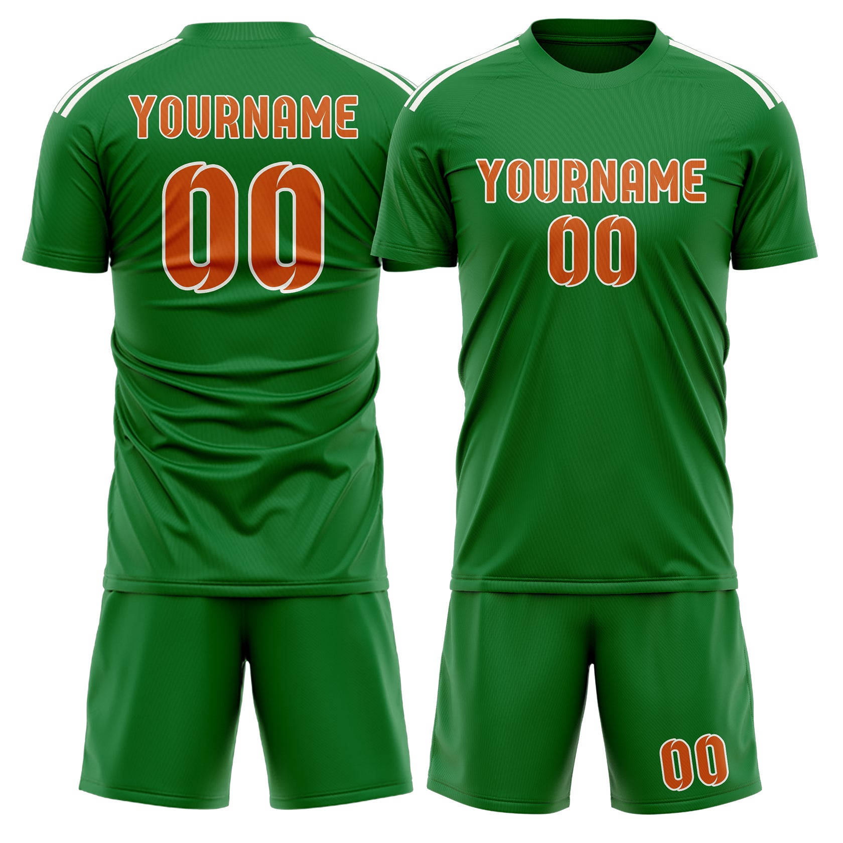 Maßgeschneidertes Professionelles Smaragdgrün Orange Fußballtrikot-Set