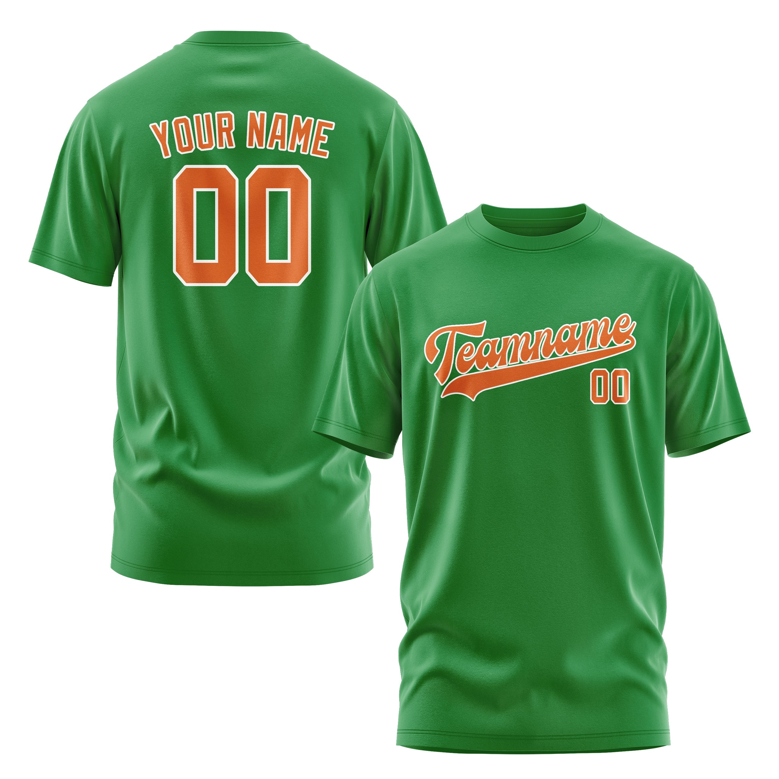 Maßgeschneidertes Smaragdgrün Orange T-Shirt