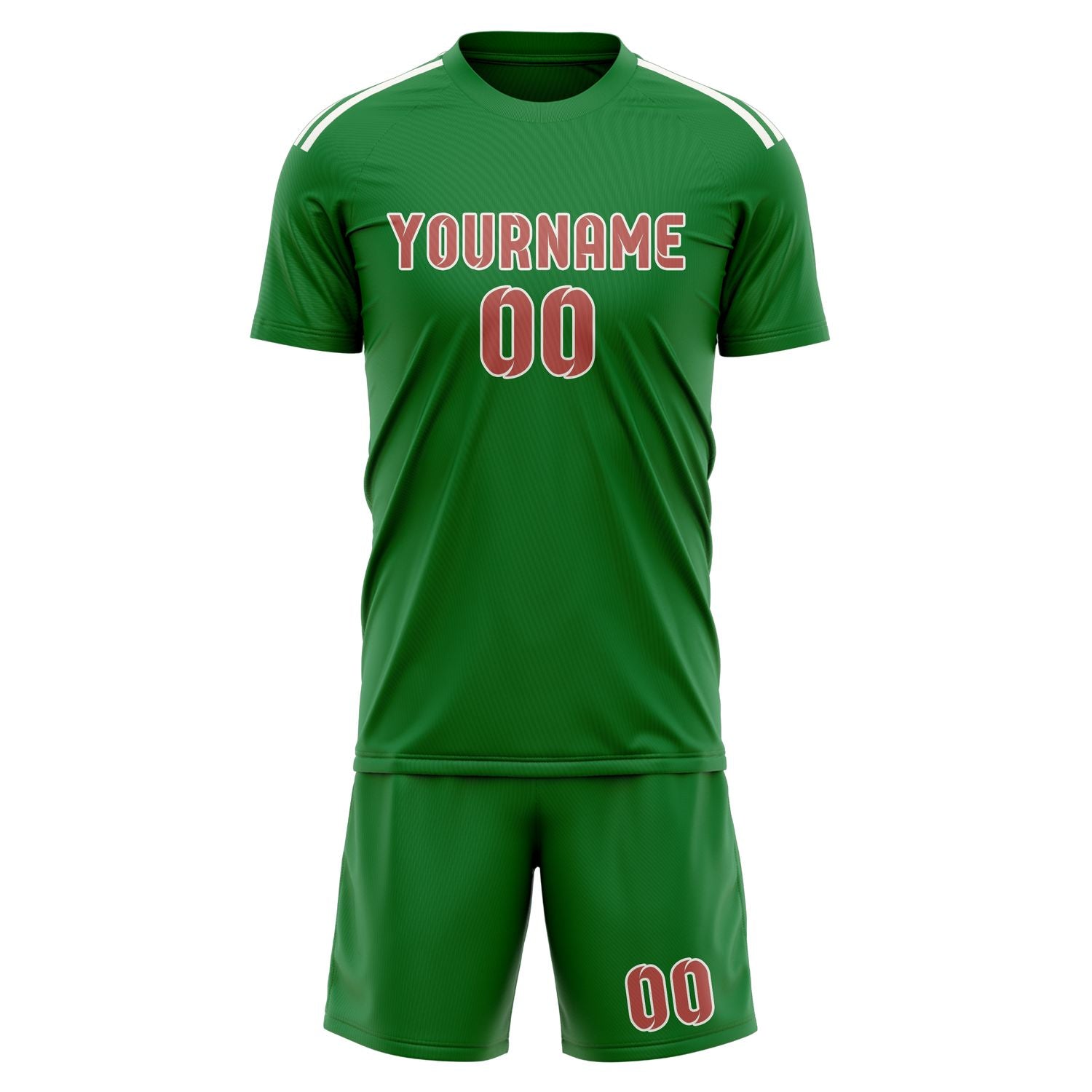 Maßgeschneidertes Professionelles Smaragdgrün Kupferrose Fußballtrikot-Set