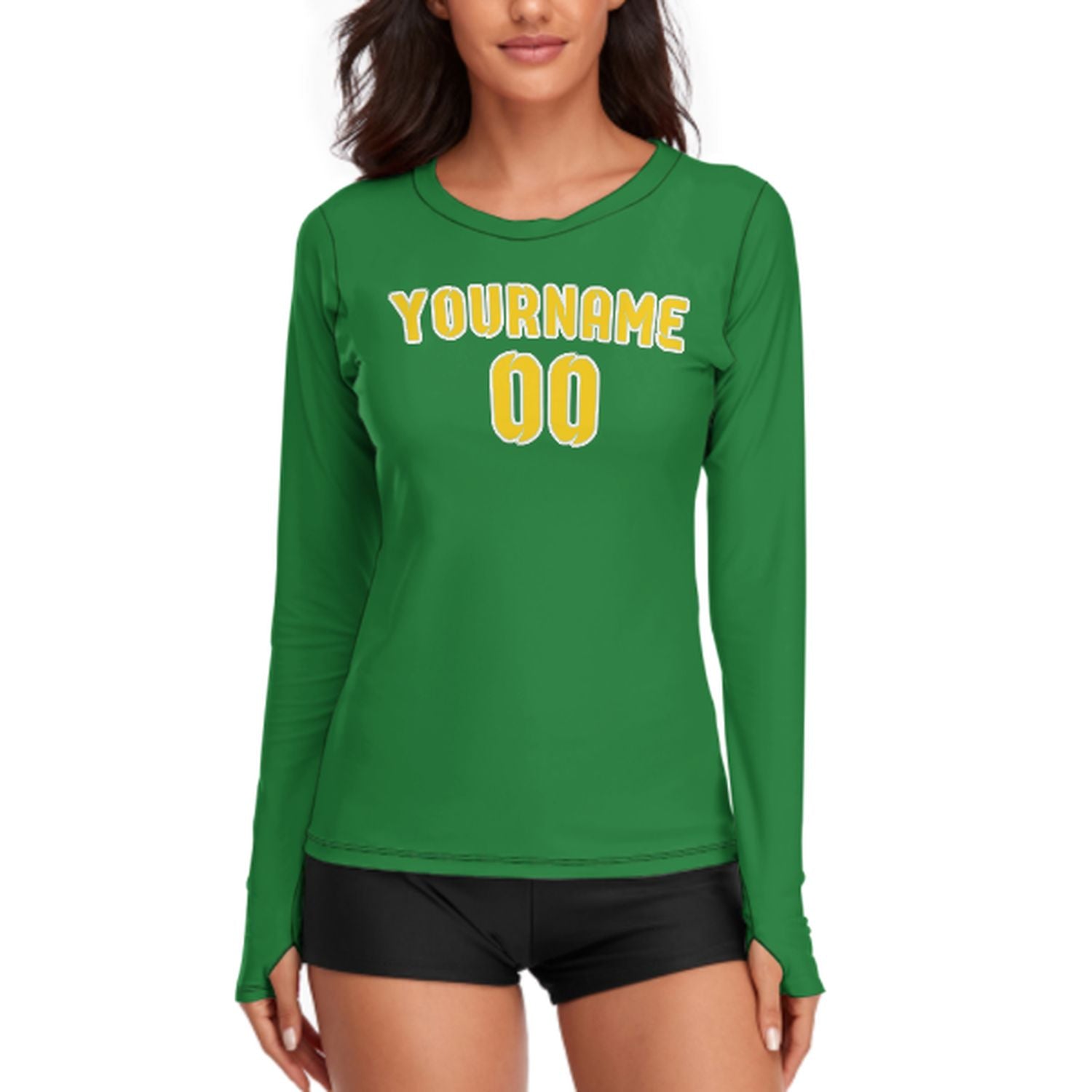 Camicia da donna a maniche lunghe in oro verde smeraldo su misura