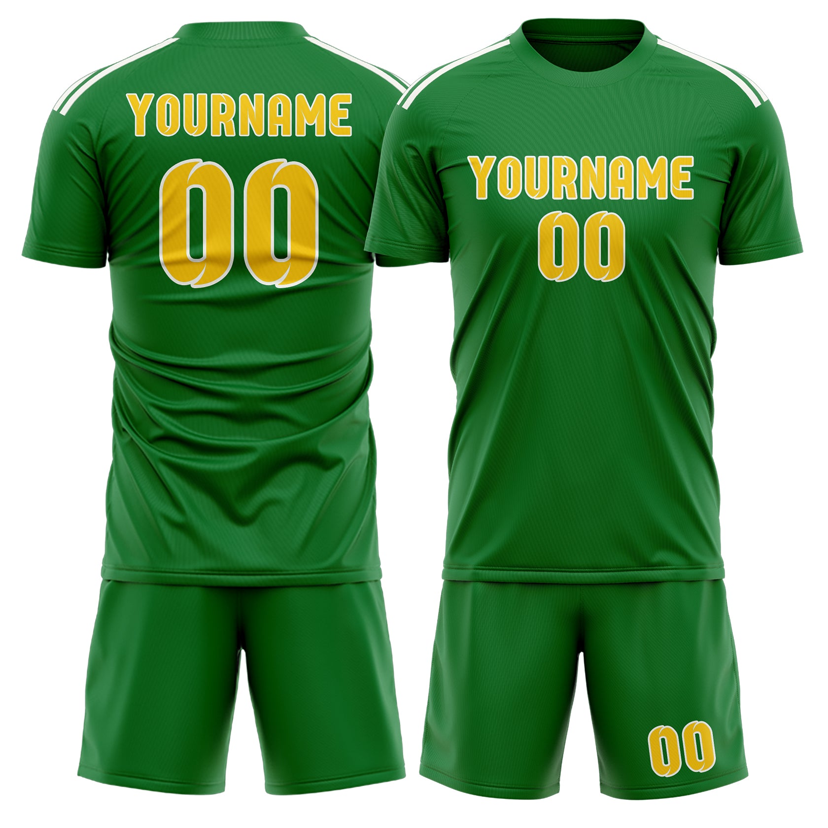Maßgeschneidertes Professionelles Smaragdgrün Gold Fußballtrikot-Set