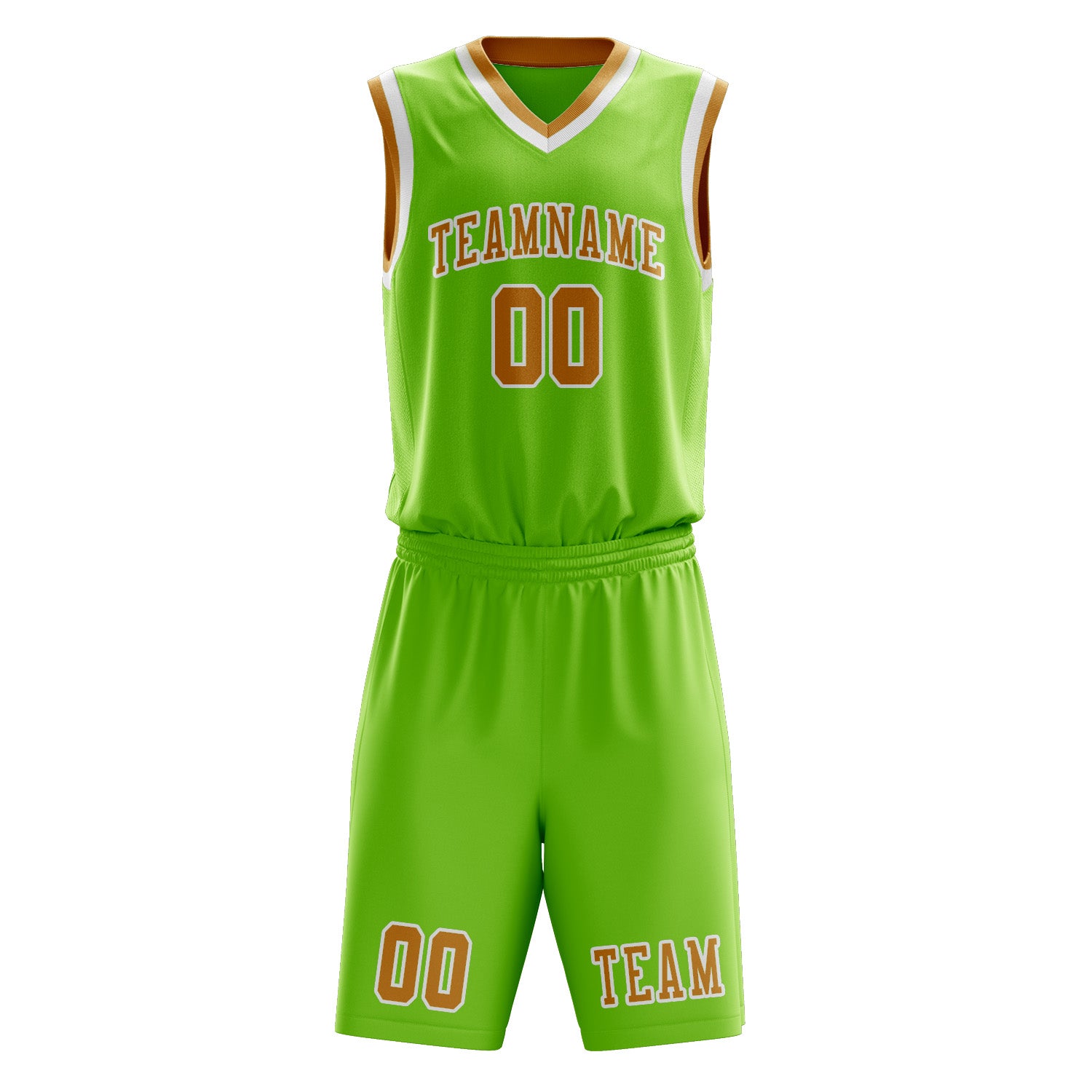 Benutzerdefiniertes Professionelles Smaragdgrün Gelb Basketballtrikot-Set
