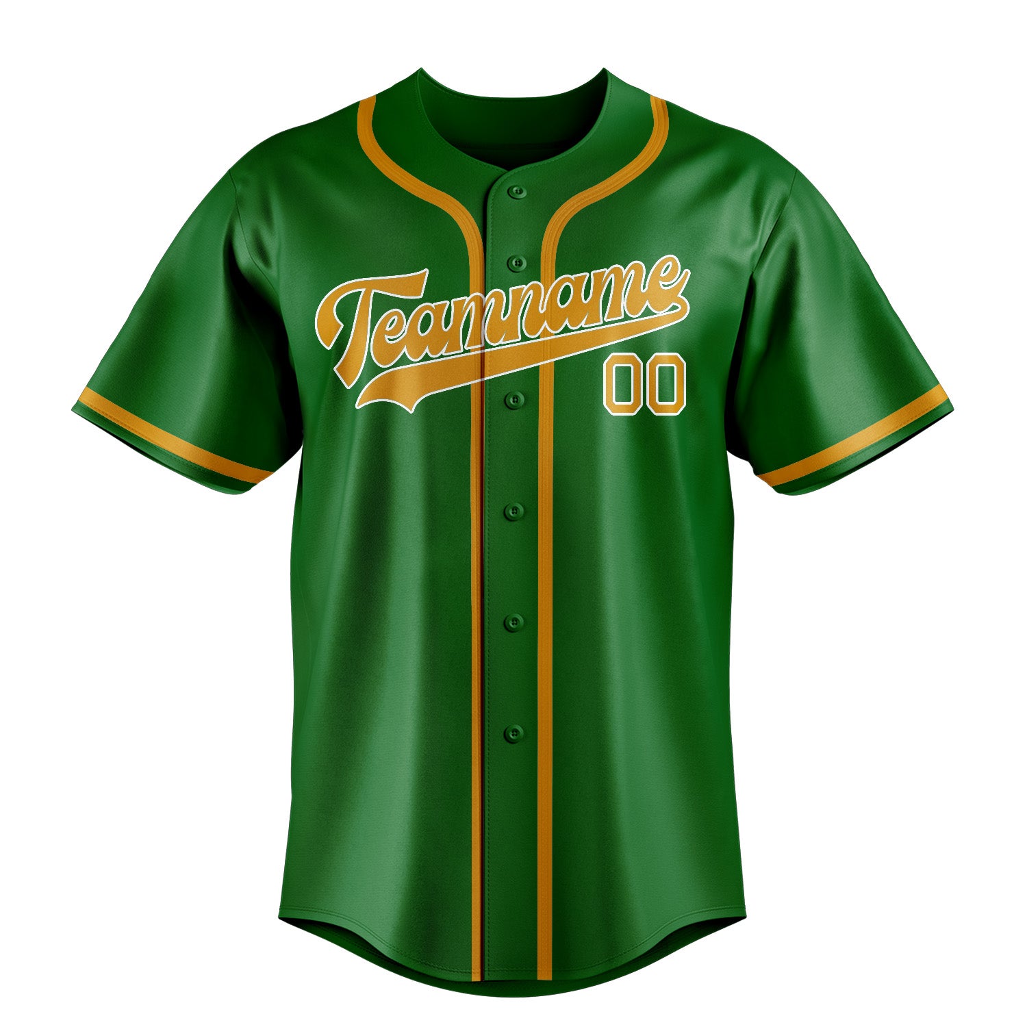 Benutzerdefiniertes Professionelles Smaragdgrün Gelb Baseballtrikot