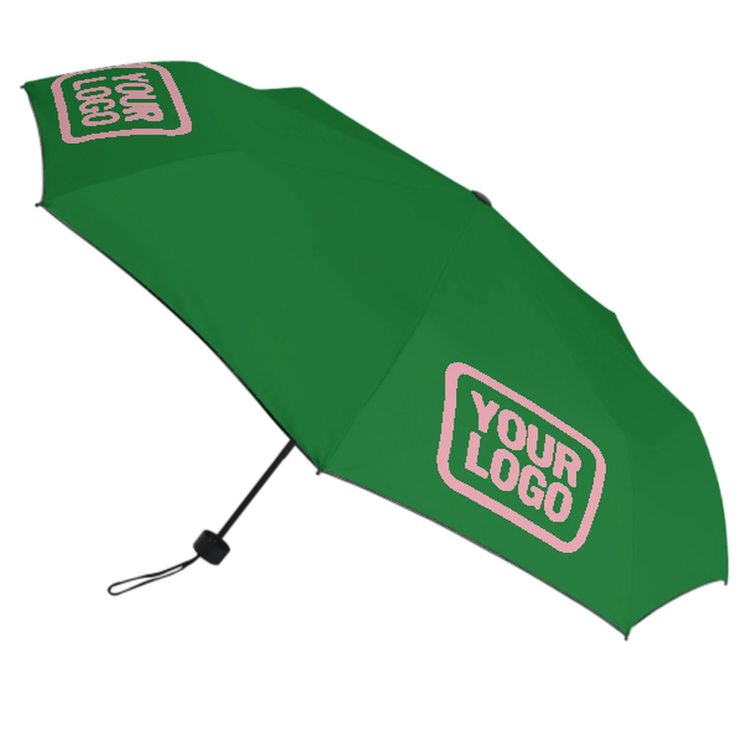 Maßgeschneidertes Smaragdgrün Rosa Automatik-Regenschirm