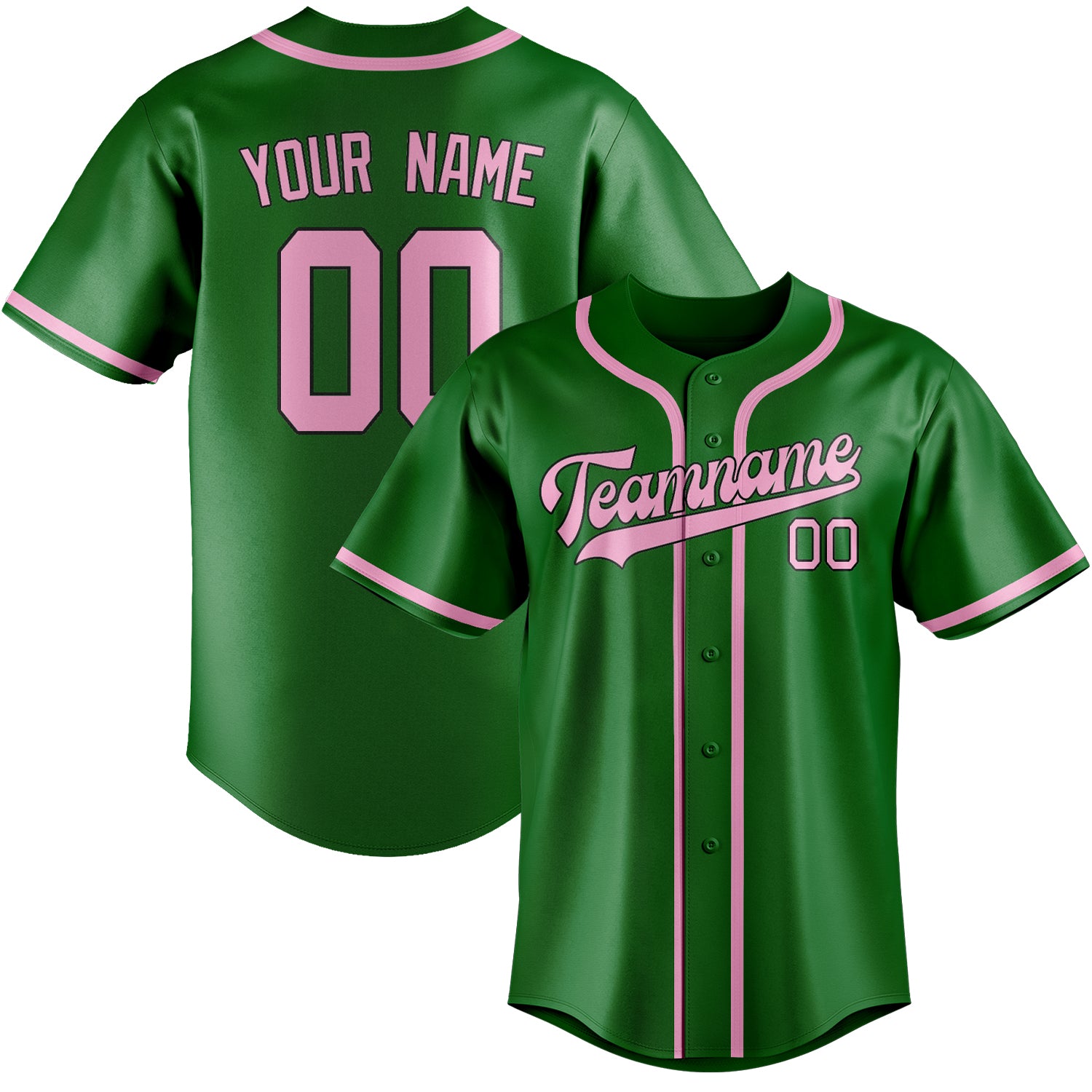 Benutzerdefiniertes Professionelles Smaragdgrün Rosa Baseballtrikot