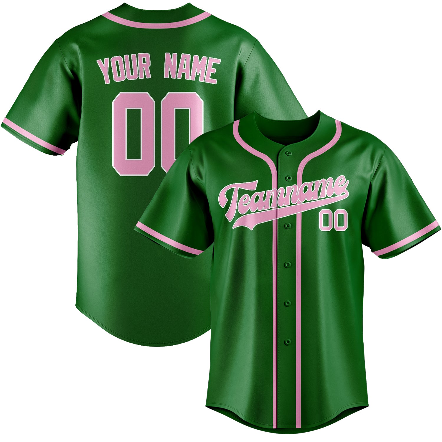 Benutzerdefiniertes Professionelles Smaragdgrün Rosa Baseballtrikot
