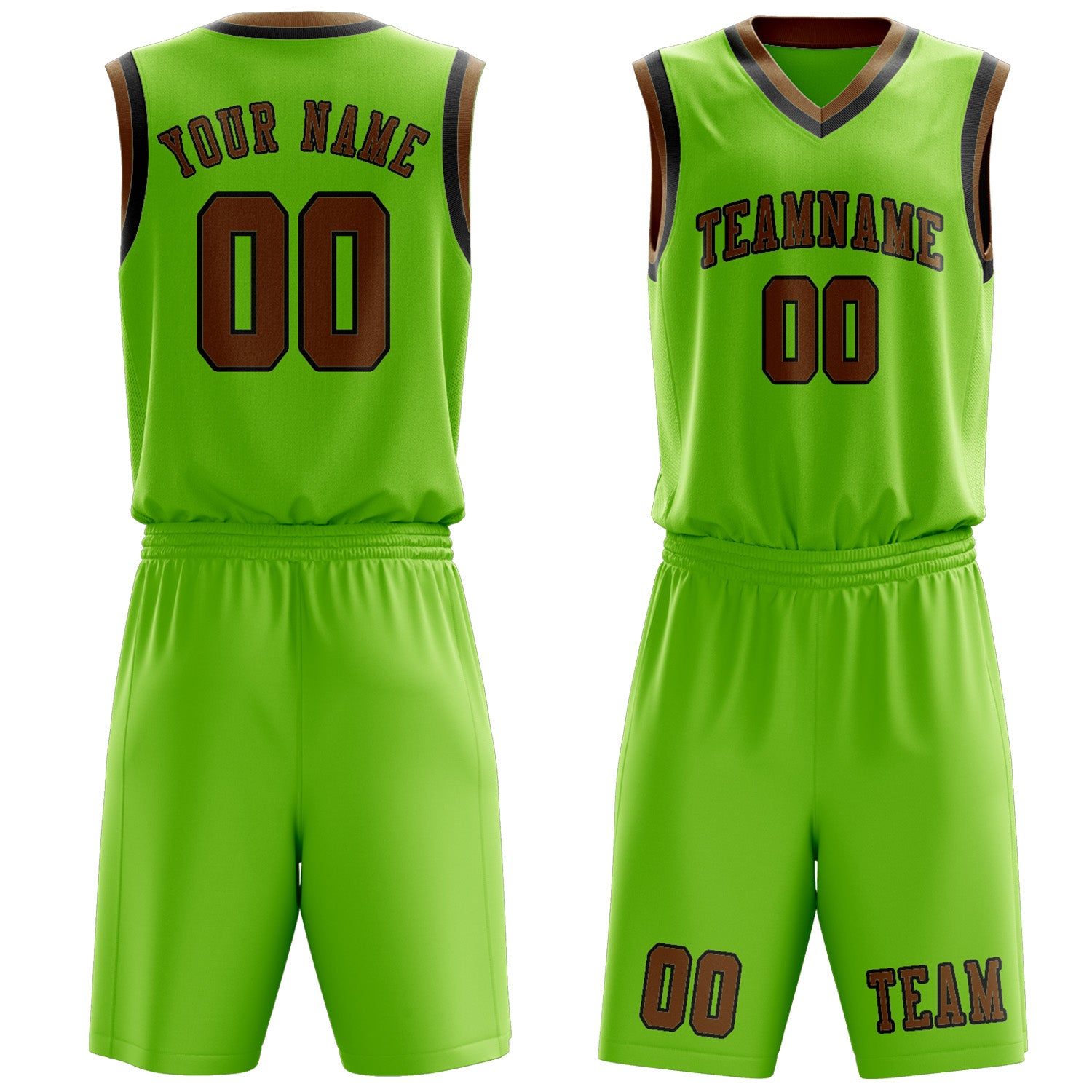 Benutzerdefiniertes Professionelles Smaragdgrün Khaki Basketballtrikot-Set