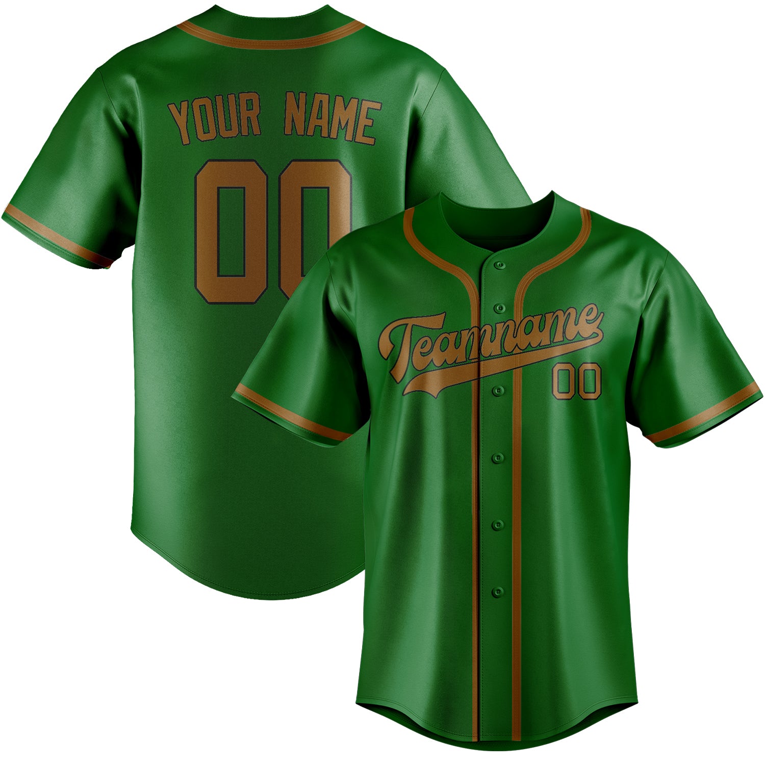 Benutzerdefiniertes Professionelles Smaragdgrün Khaki Baseballtrikot