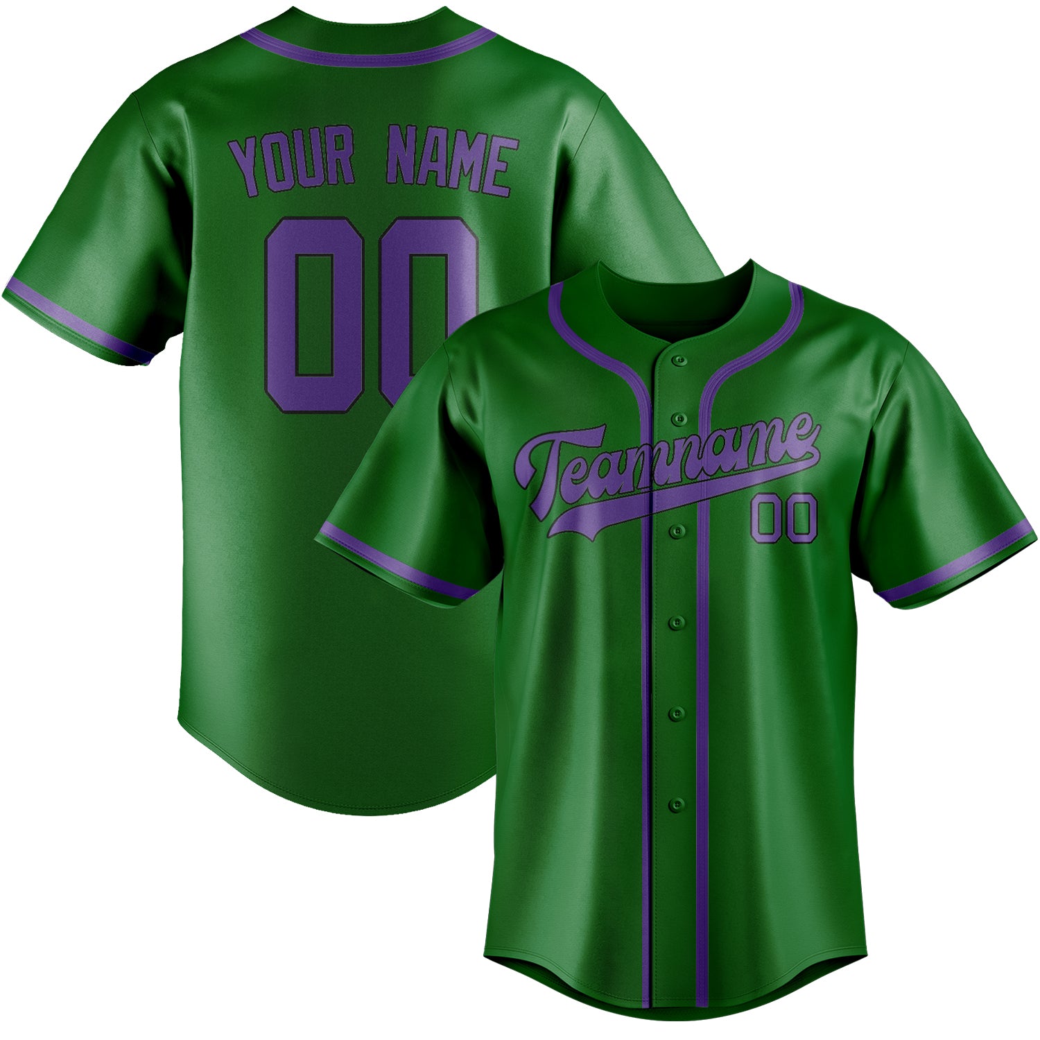 Benutzerdefiniertes Professionelles Smaragdgrün Lavendel Baseballtrikot