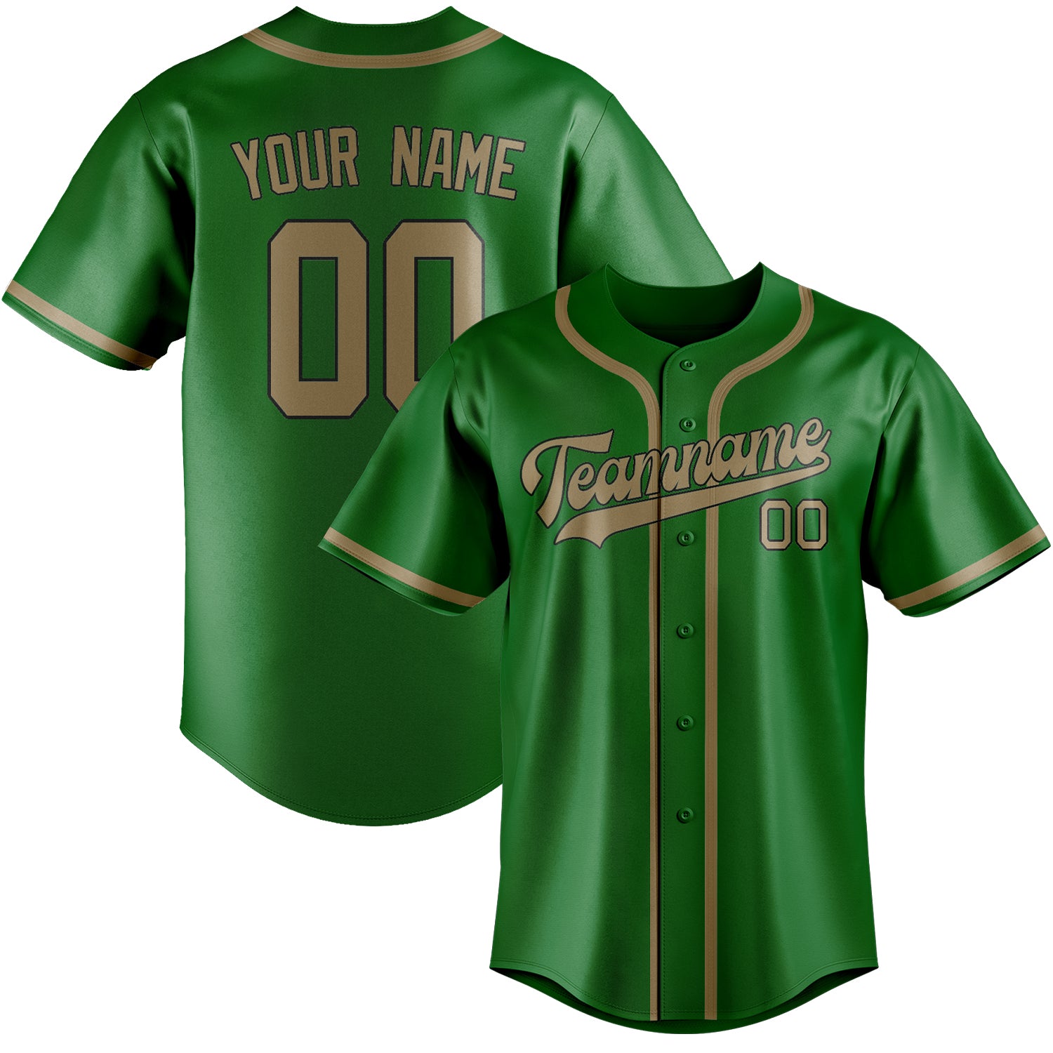 Benutzerdefiniertes Professionelles Smaragdgrün Hellkhaki Baseballtrikot