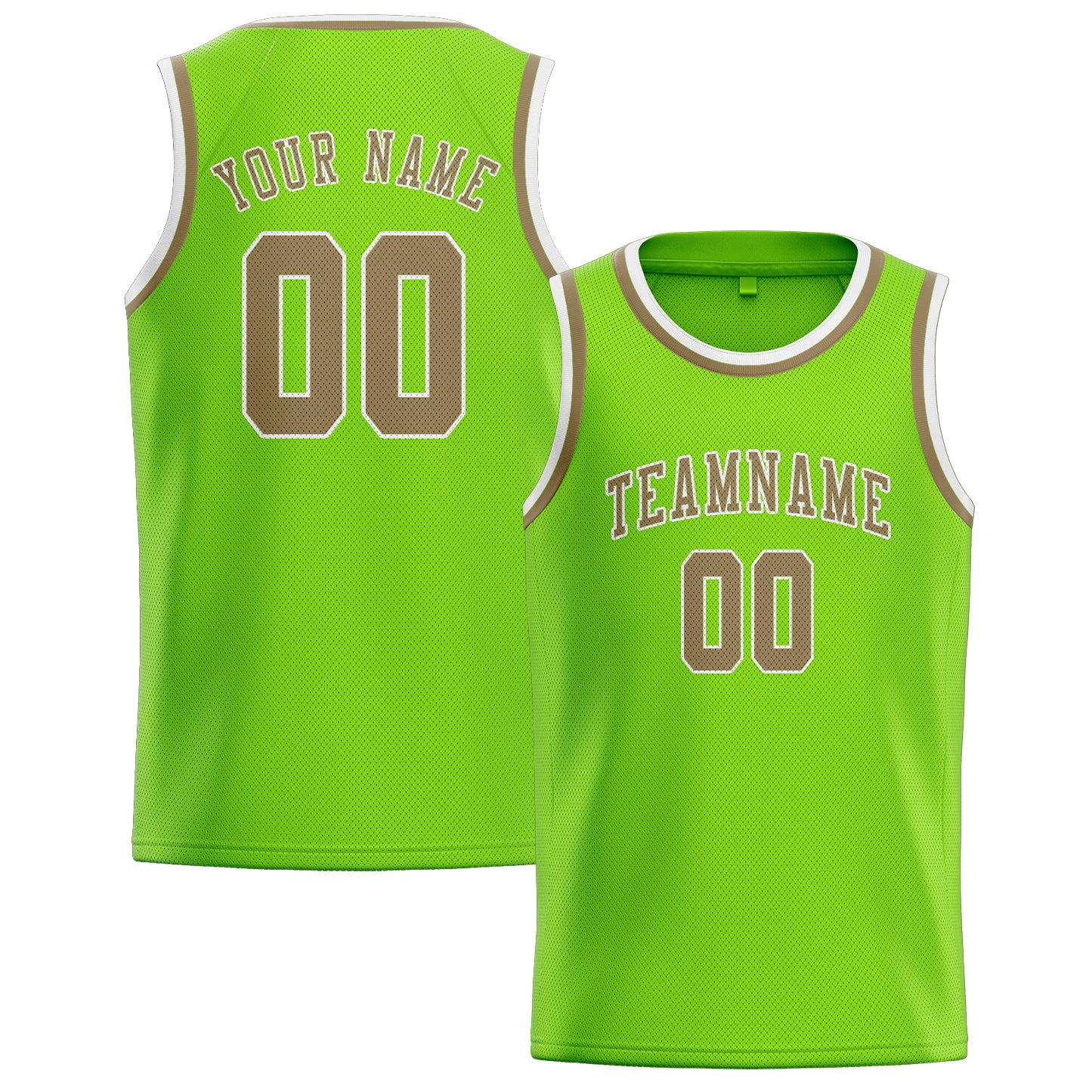 Benutzerdefiniertes Professionelles Smaragdgrün Hellkhaki Basketballtrikot