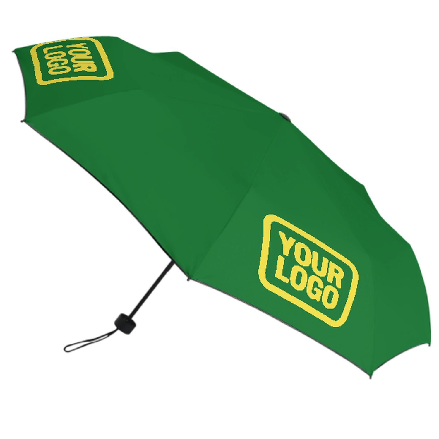Maßgeschneidertes Smaragdgrün Blassgelb Automatik-Regenschirm
