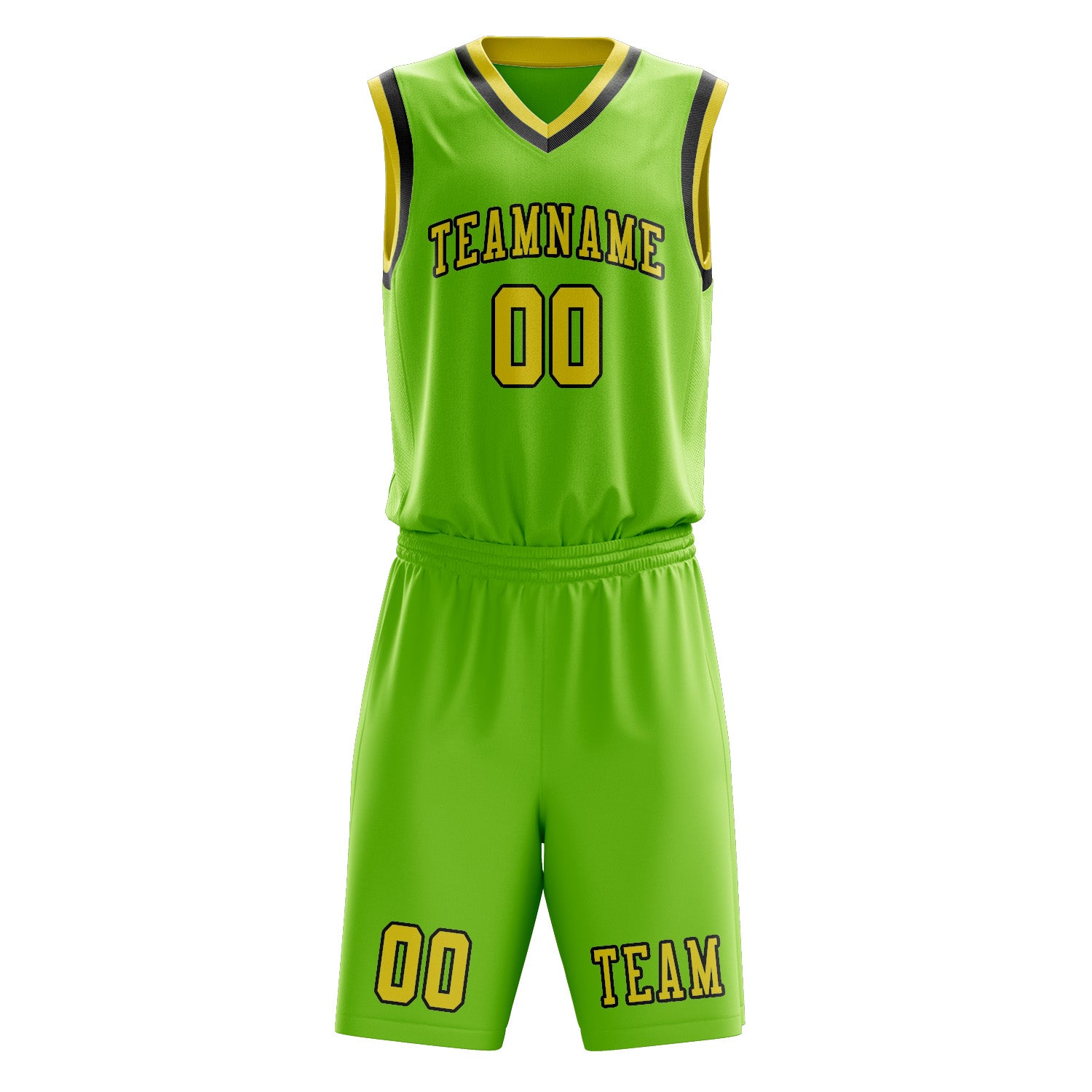 Benutzerdefiniertes Professionelles Smaragdgrün Blassgelb Basketballtrikot-Set