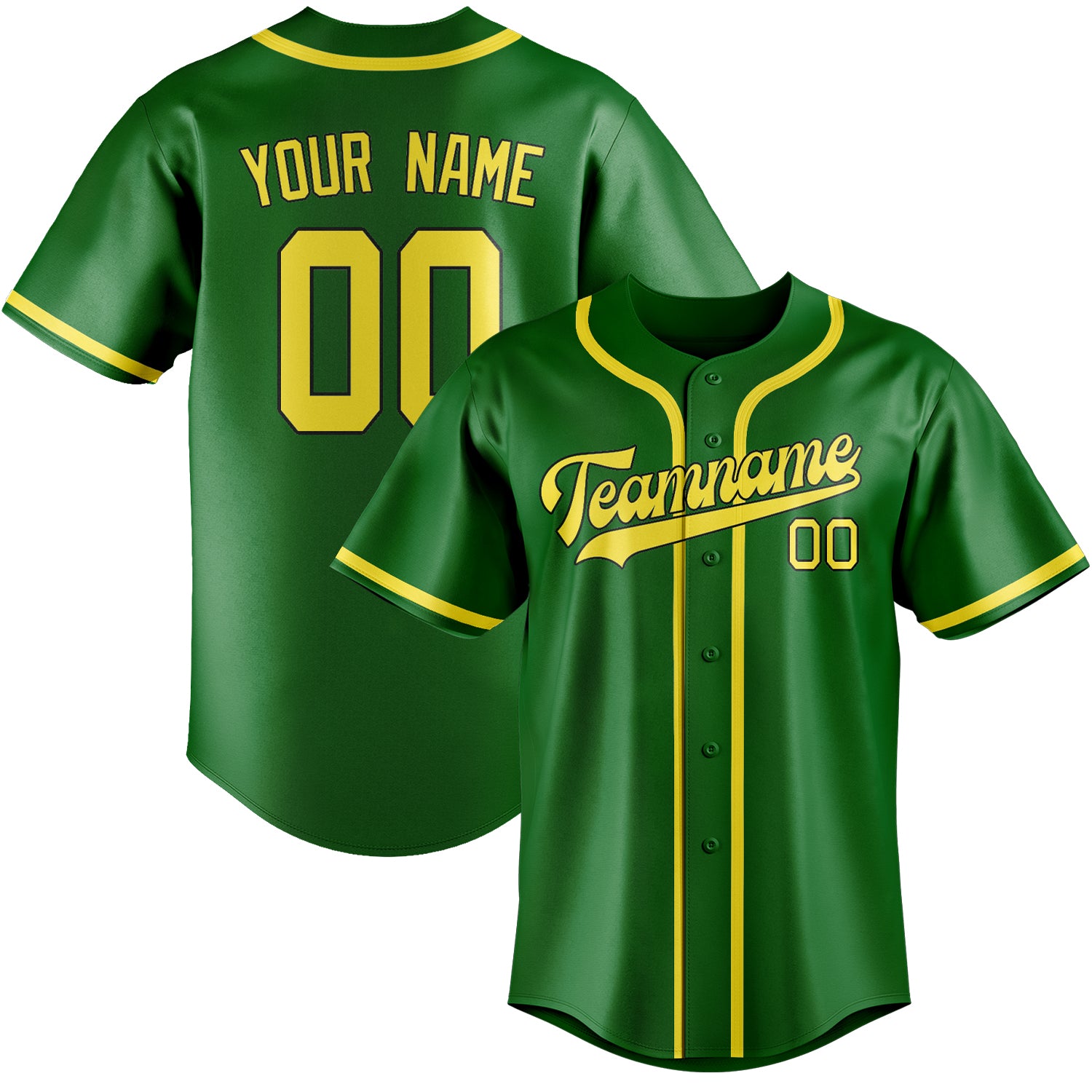 Benutzerdefiniertes Professionelles Smaragdgrün Blassgelb Baseballtrikot