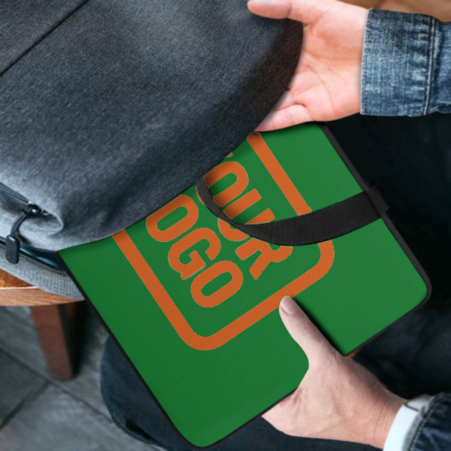 Maßgeschneidertes Smaragdgrün Orange Laptop Tasche