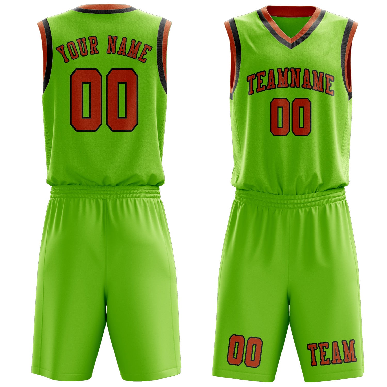 Benutzerdefiniertes Professionelles Smaragdgrün Orange Basketballtrikot-Set