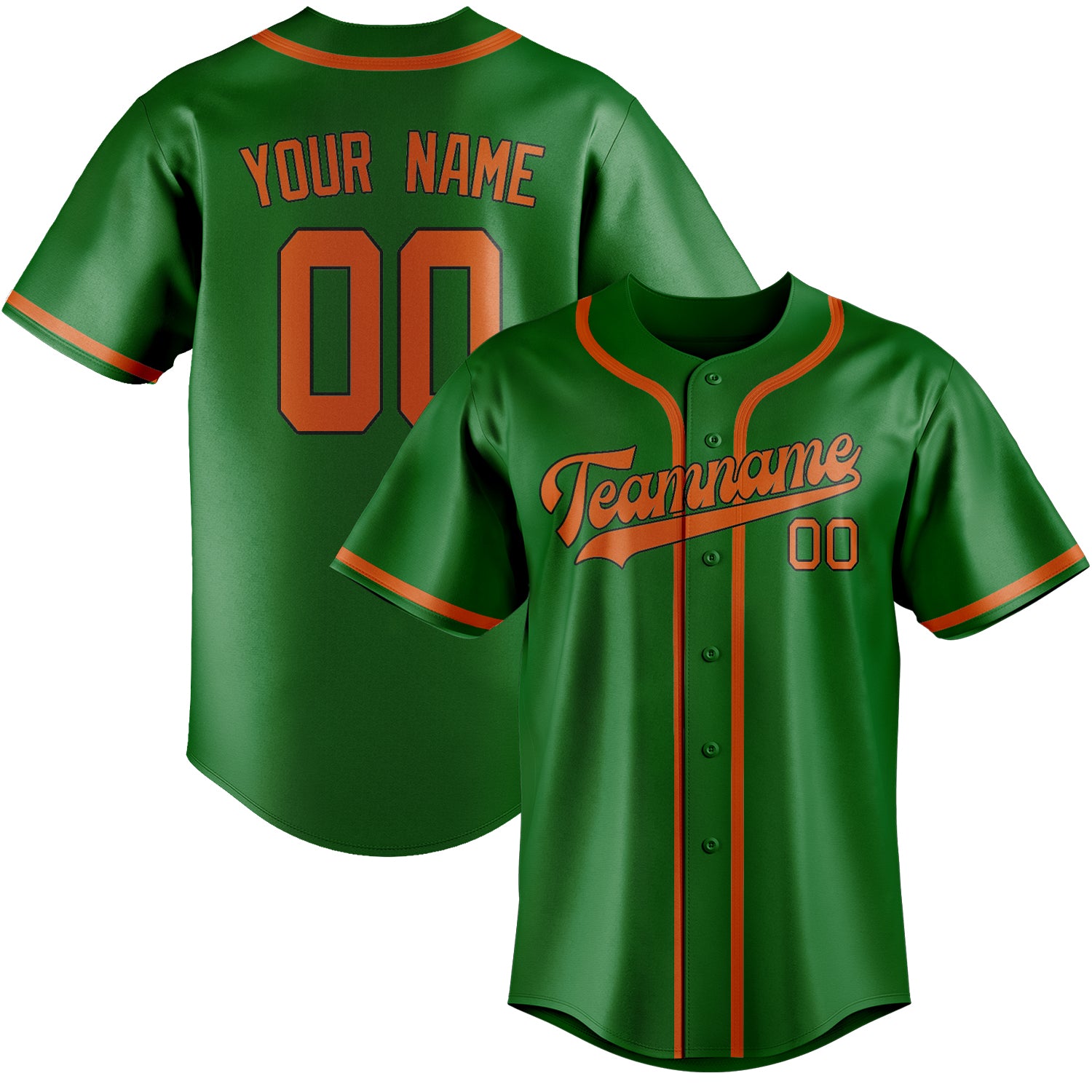 Benutzerdefiniertes Professionelles Smaragdgrün Orange Baseballtrikot