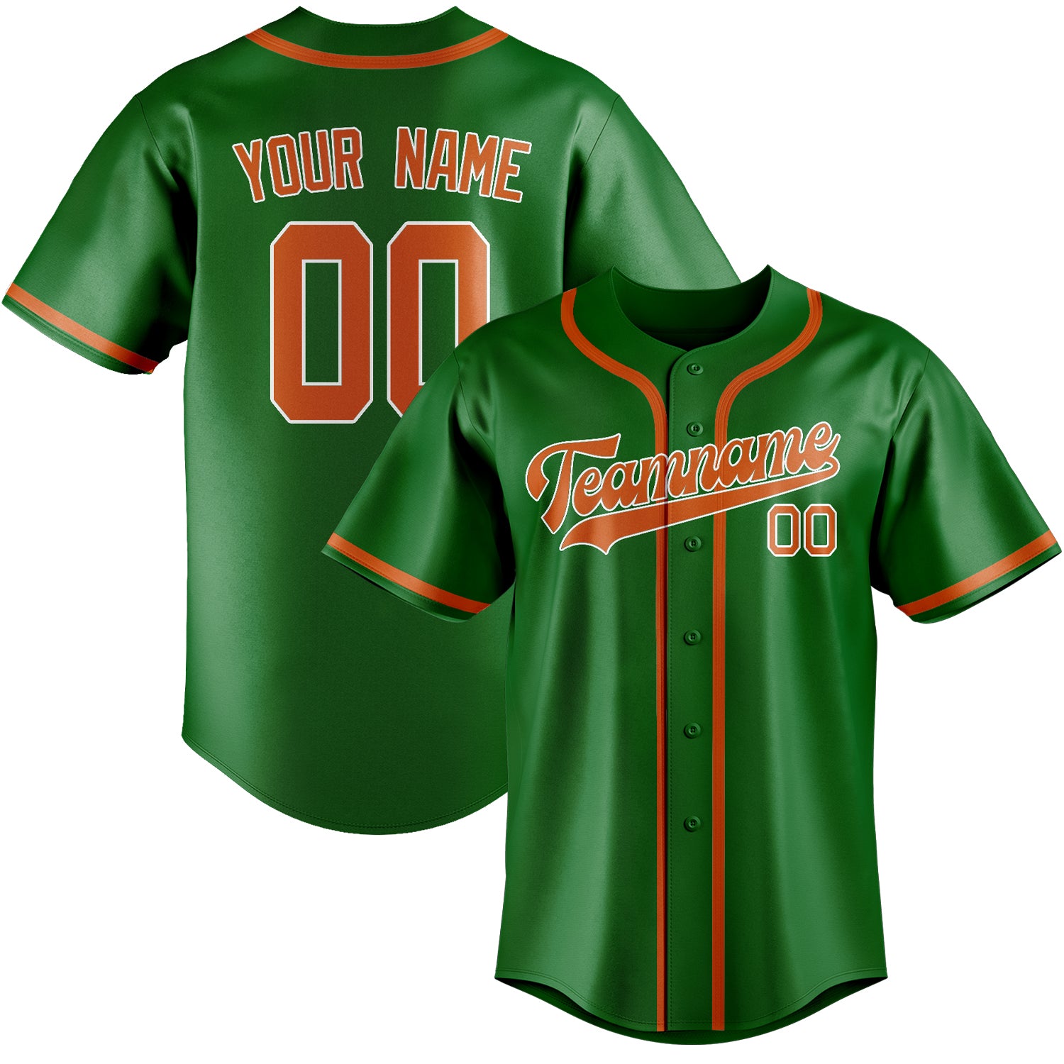 Benutzerdefiniertes Professionelles Smaragdgrün Orange Baseballtrikot