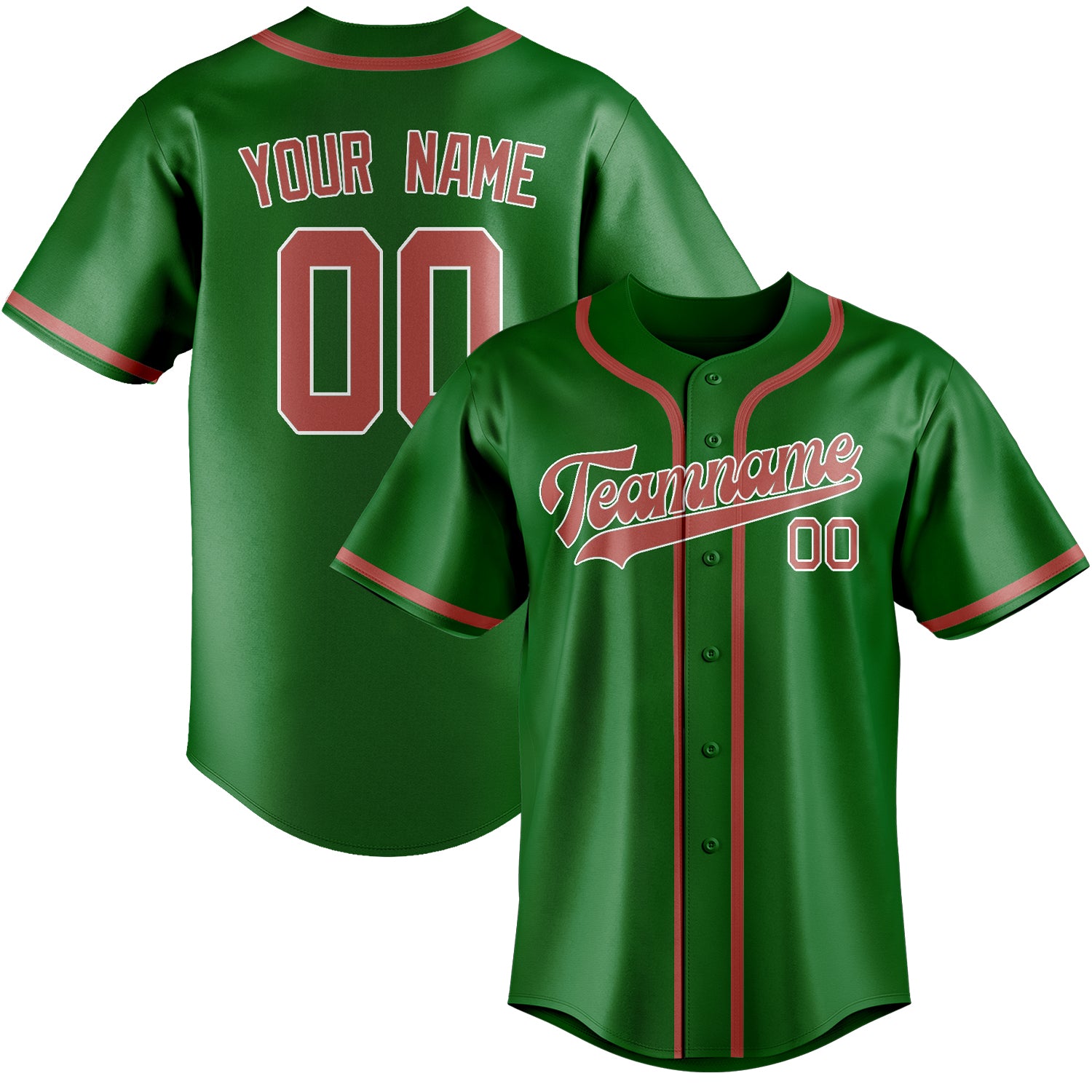 Benutzerdefiniertes Professionelles Smaragdgrün Kupferrose Baseballtrikot