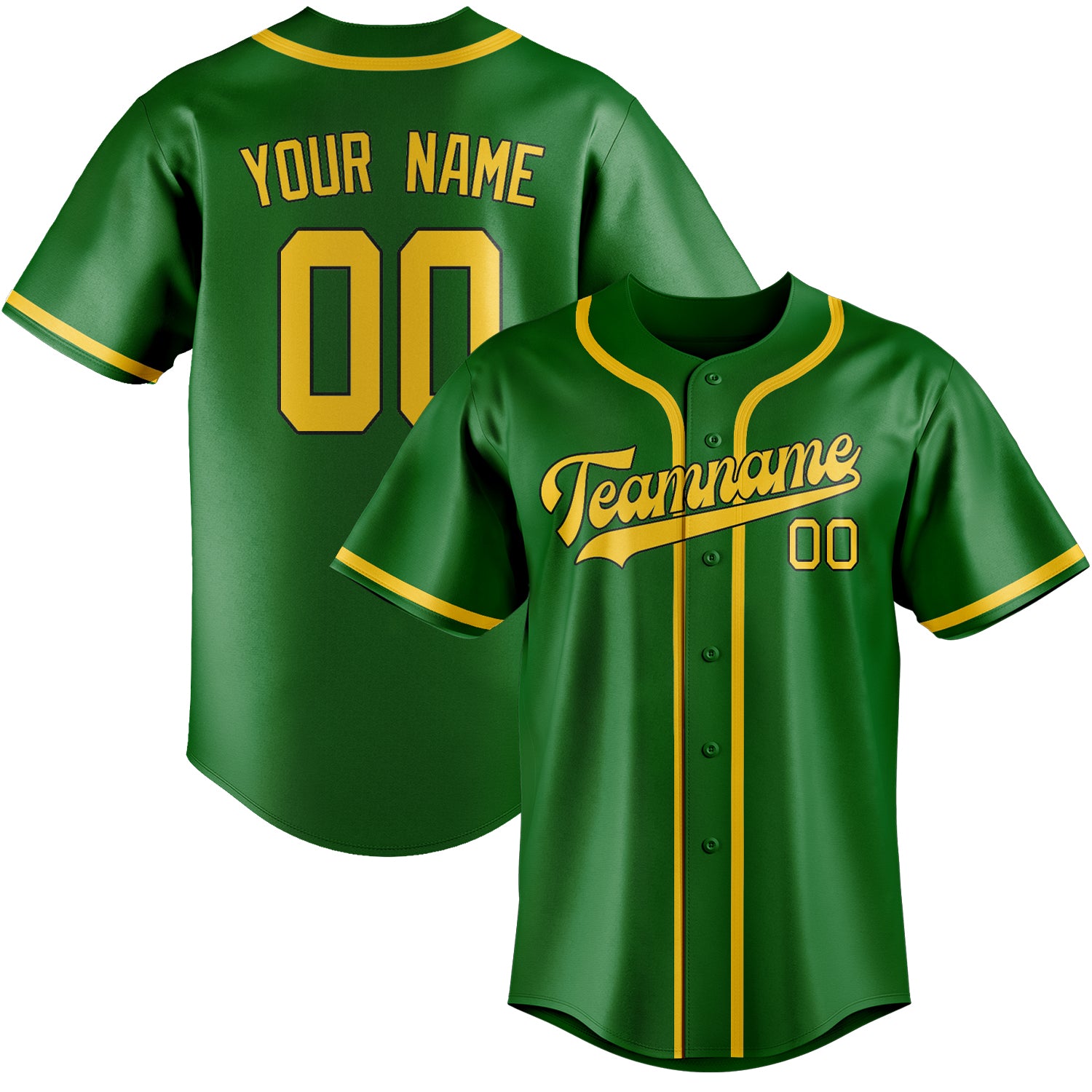 Benutzerdefiniertes Professionelles Smaragdgrün Gold Baseballtrikot