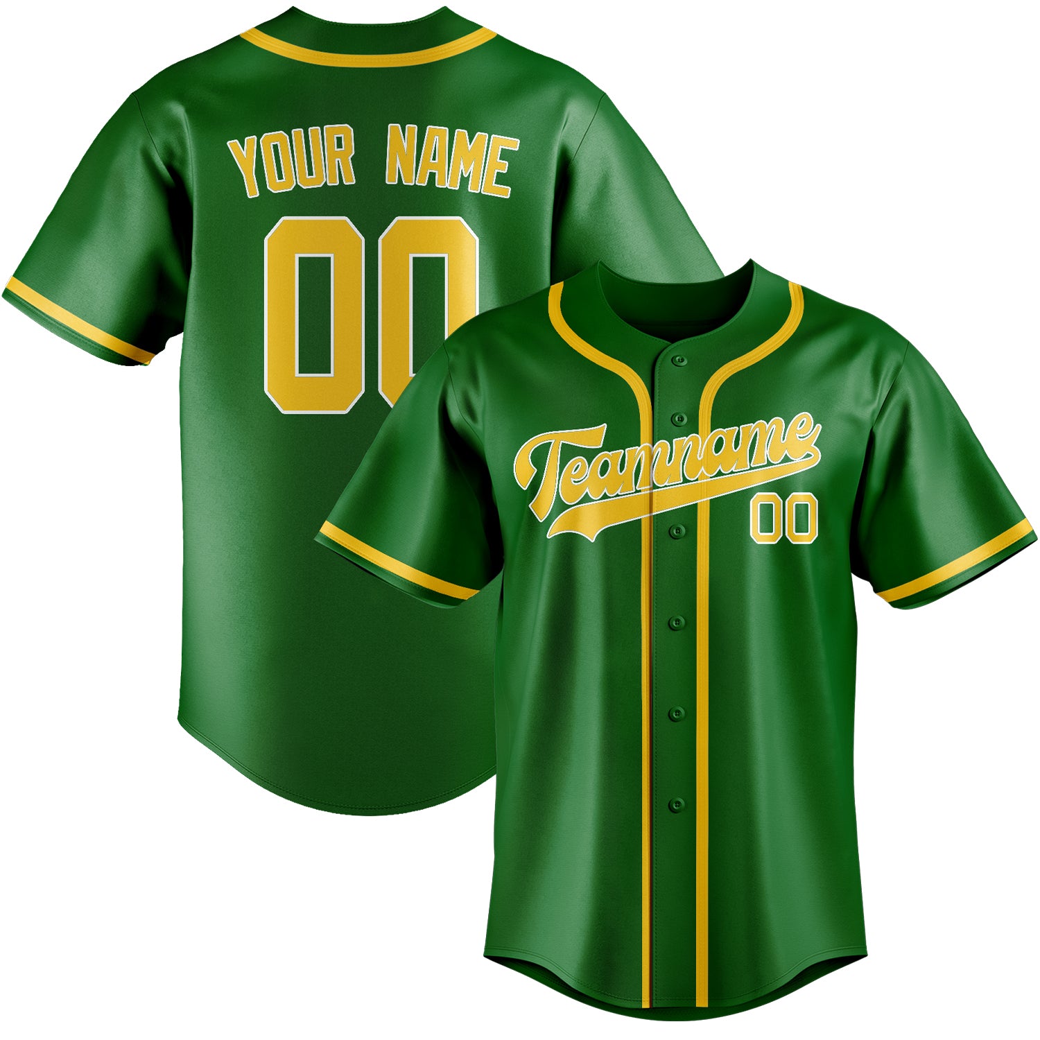 Benutzerdefiniertes Professionelles Smaragdgrün Gold Baseballtrikot