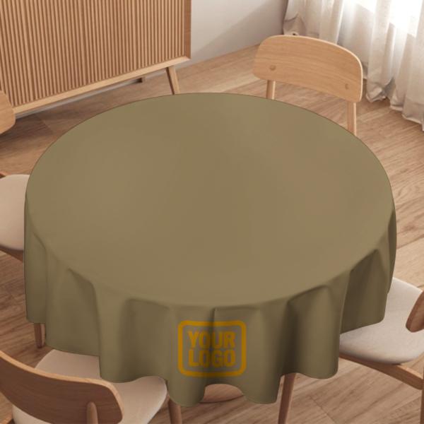 Tovaglia rotonda personalizzata color cachi chiaro e giallo