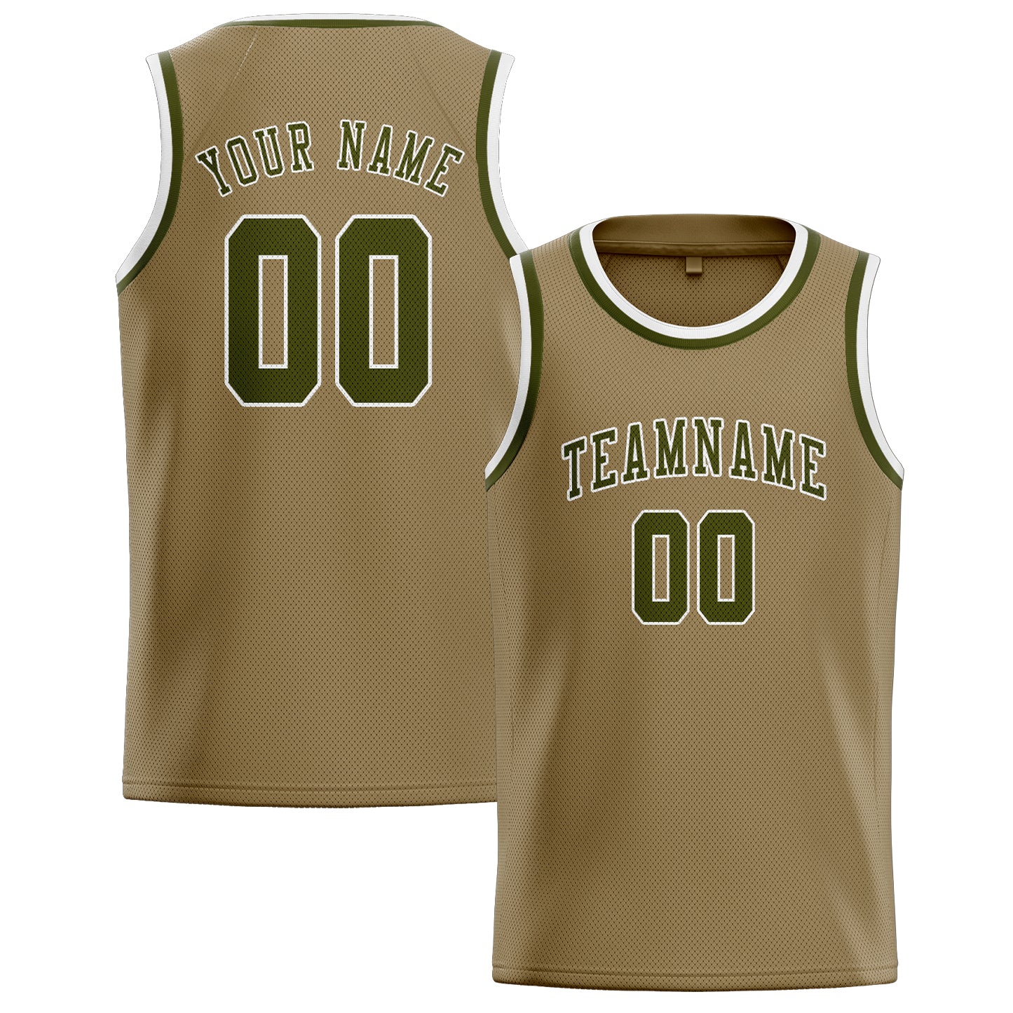 Benutzerdefiniertes Professionelles Hellkhaki Dunkles Oliv Basketballtrikot