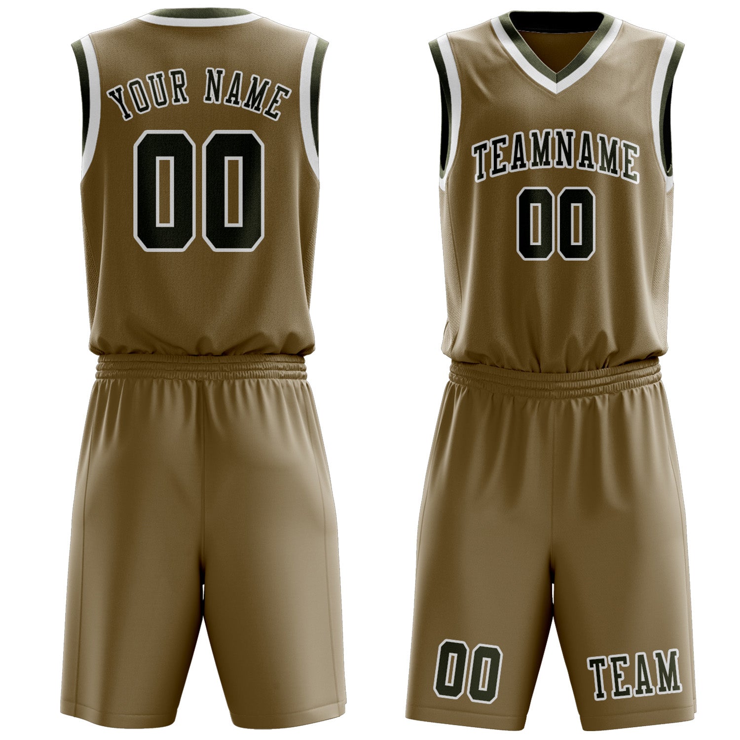 Benutzerdefiniertes Professionelles Hellkhaki Dunkles Oliv Basketballtrikot-Set