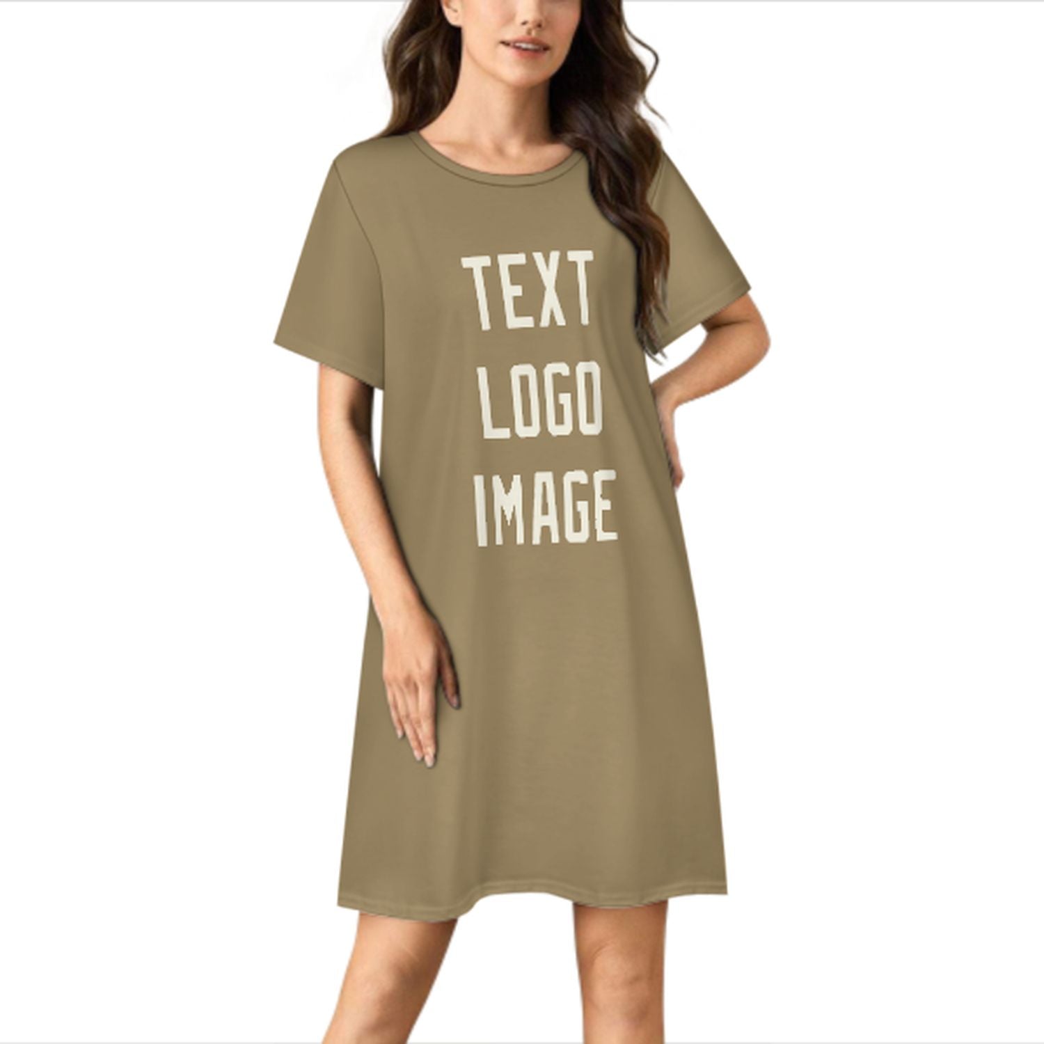 Maßgeschneidertes Hellkhaki Beige Nachthemd