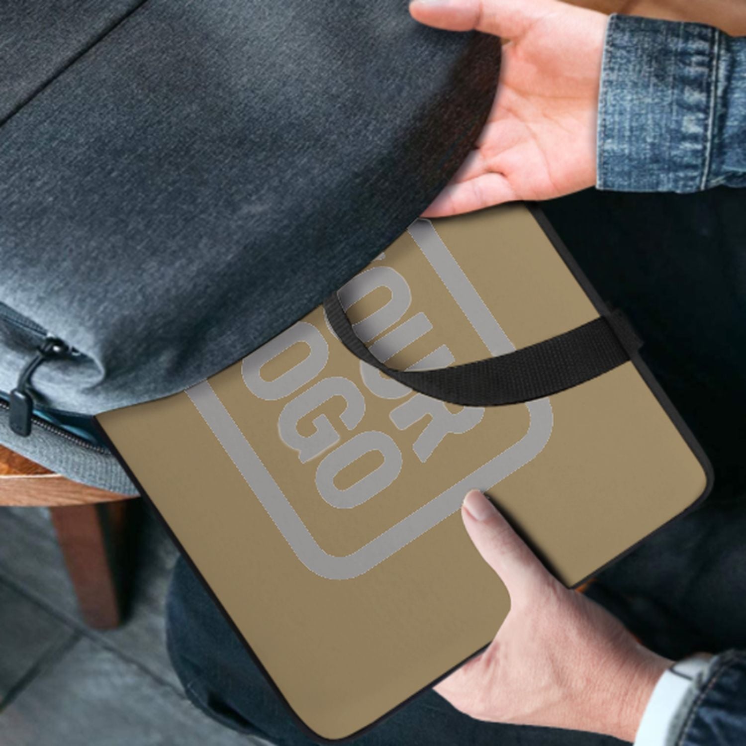 Maßgeschneidertes Hellkhaki Gray Laptop Tasche