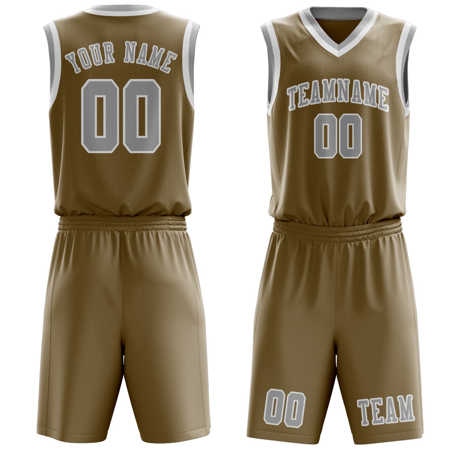 Benutzerdefiniertes Professionelles Hellkhaki Grau Basketballtrikot-Set
