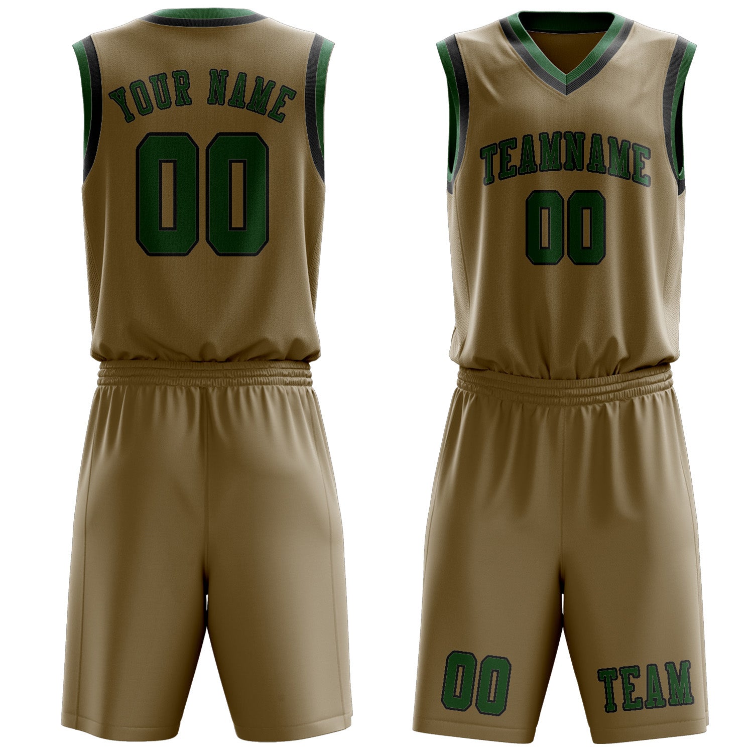 Benutzerdefiniertes Professionelles Hellkhaki Moosgrün Basketballtrikot-Set