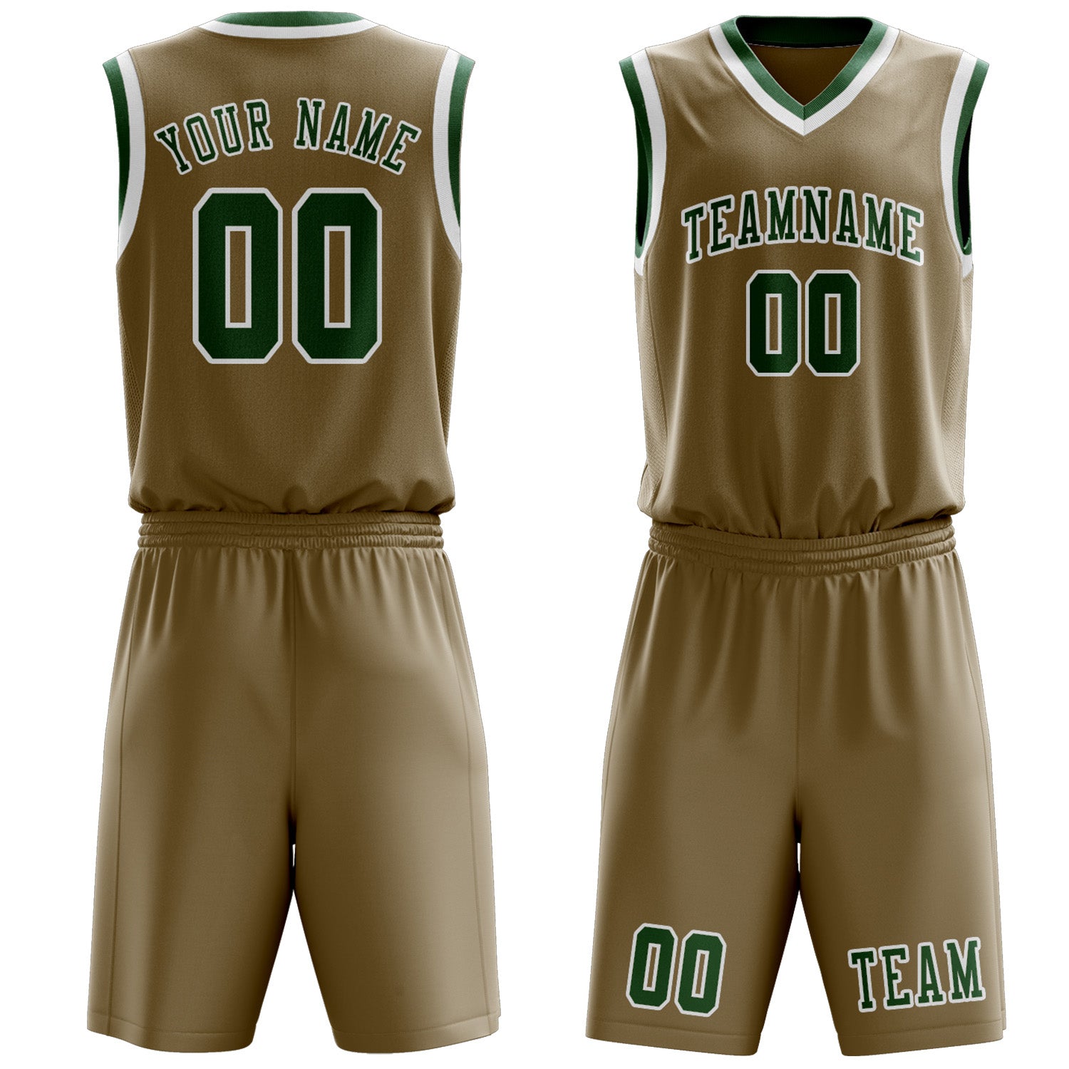 Benutzerdefiniertes Professionelles Hellkhaki Moosgrün Basketballtrikot-Set